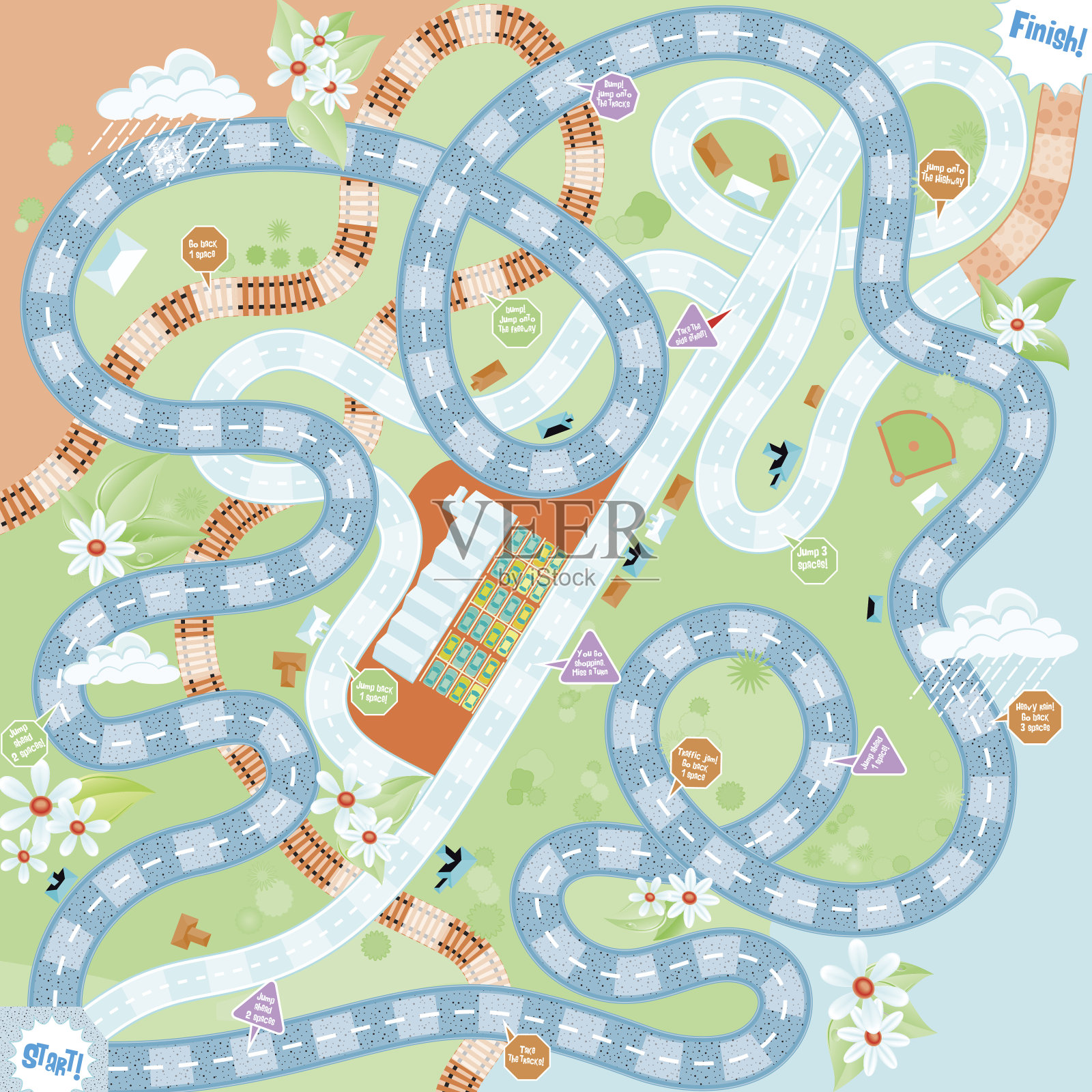 城市和乡村棋盘游戏背景插画图片素材