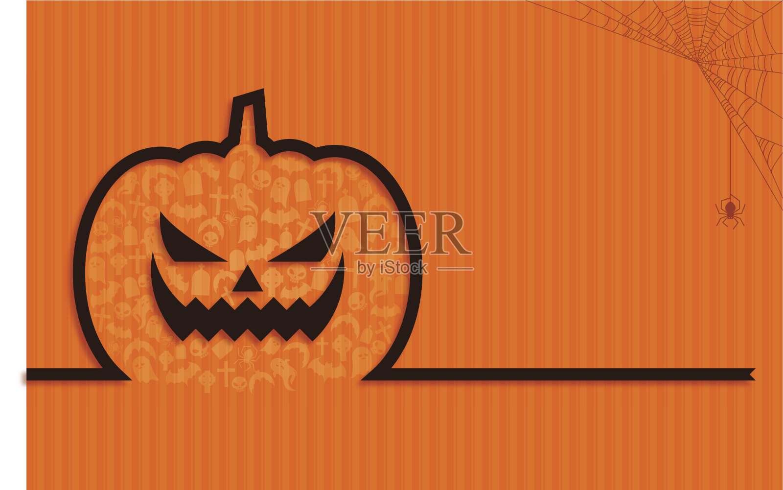 万圣节背景[杰克灯丝带]插画图片素材