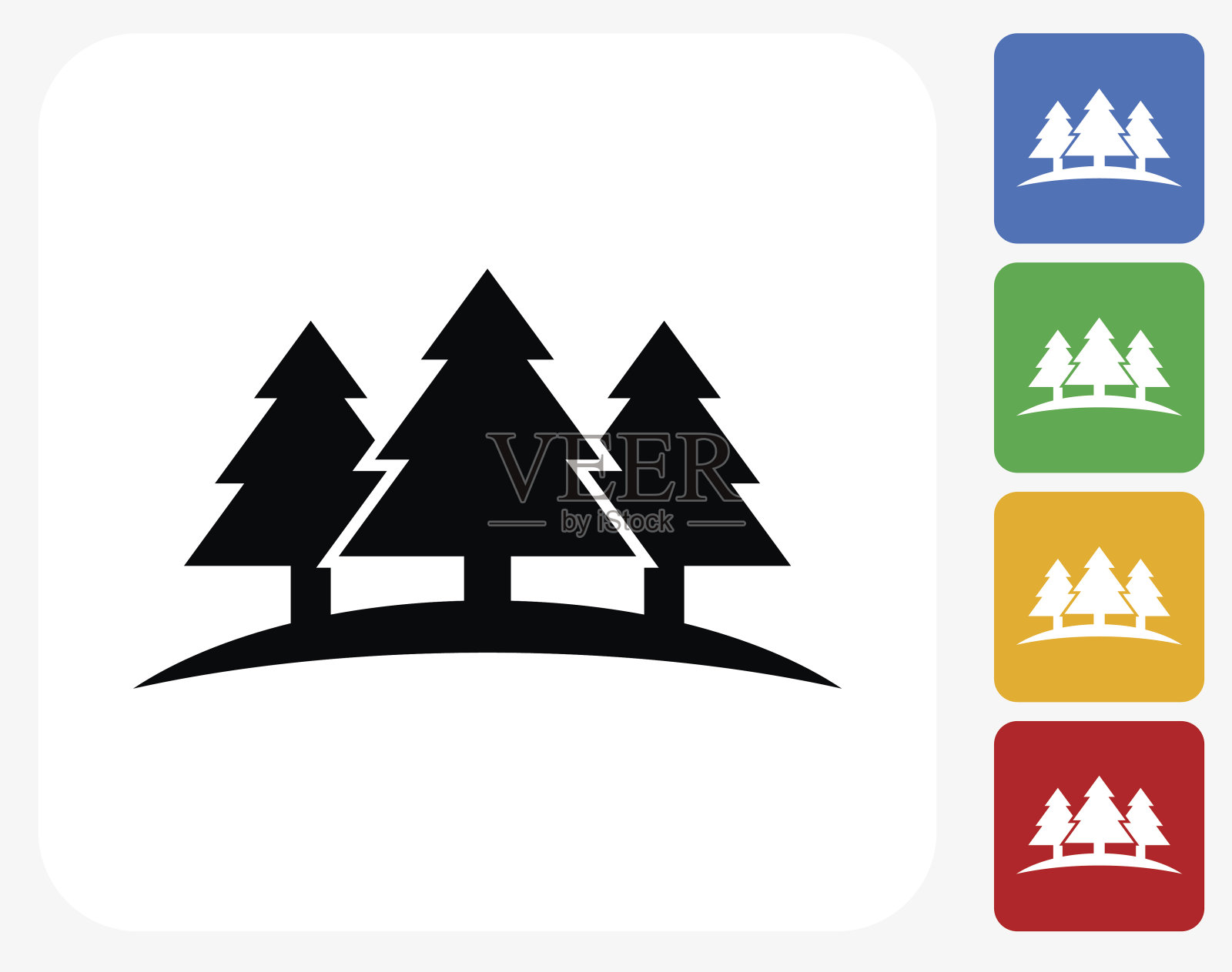 三棵树图标平面设计插画图片素材