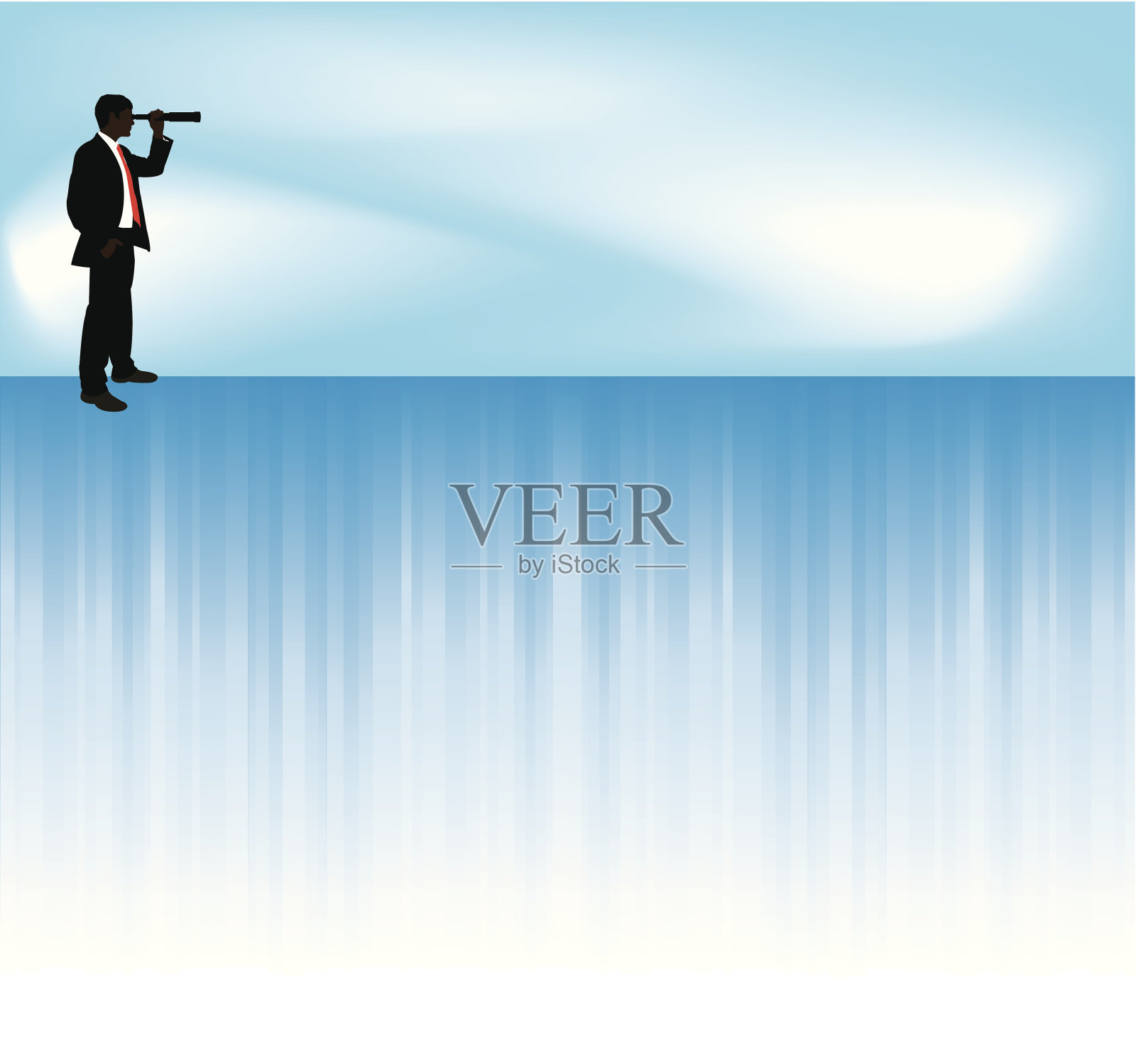 商人展望未来-望远镜插画图片素材