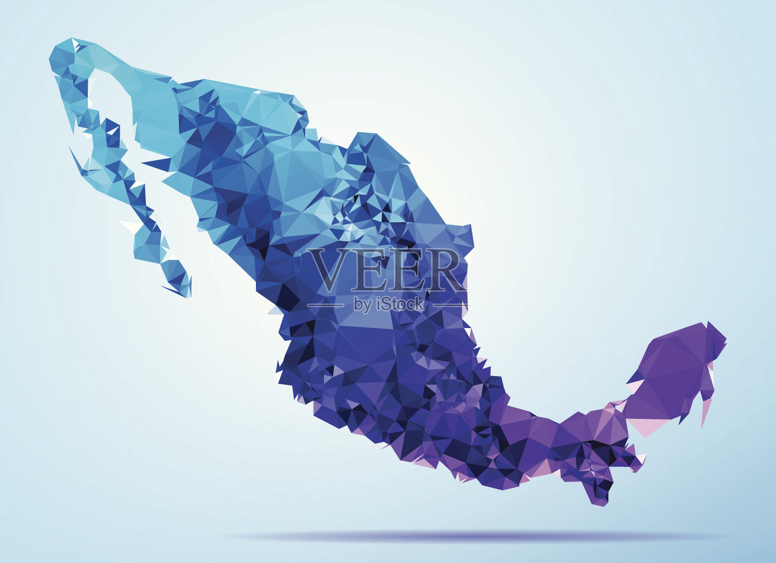 墨西哥多边形三角形地图蓝色插画图片素材