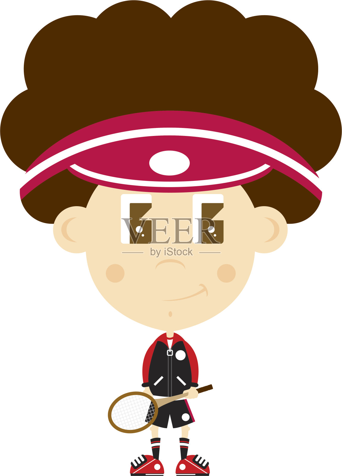 大头网球男孩插画图片素材