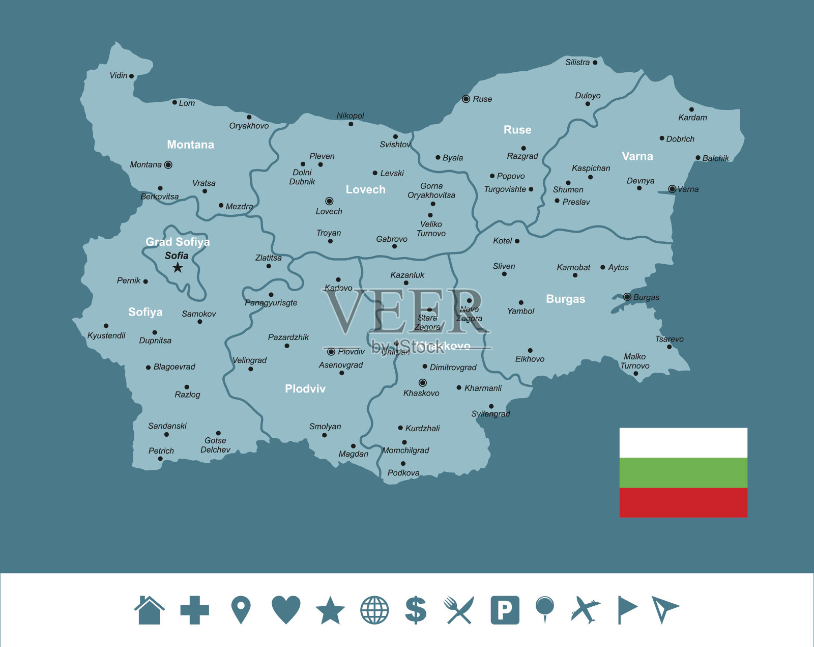 保加利亚信息地图插画图片素材