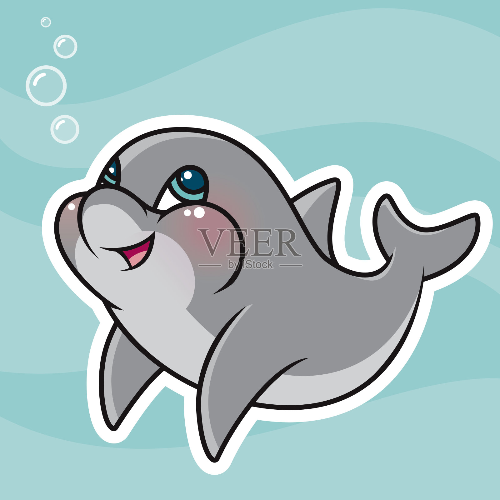 可爱的卡哇伊海豚角色设计元素图片