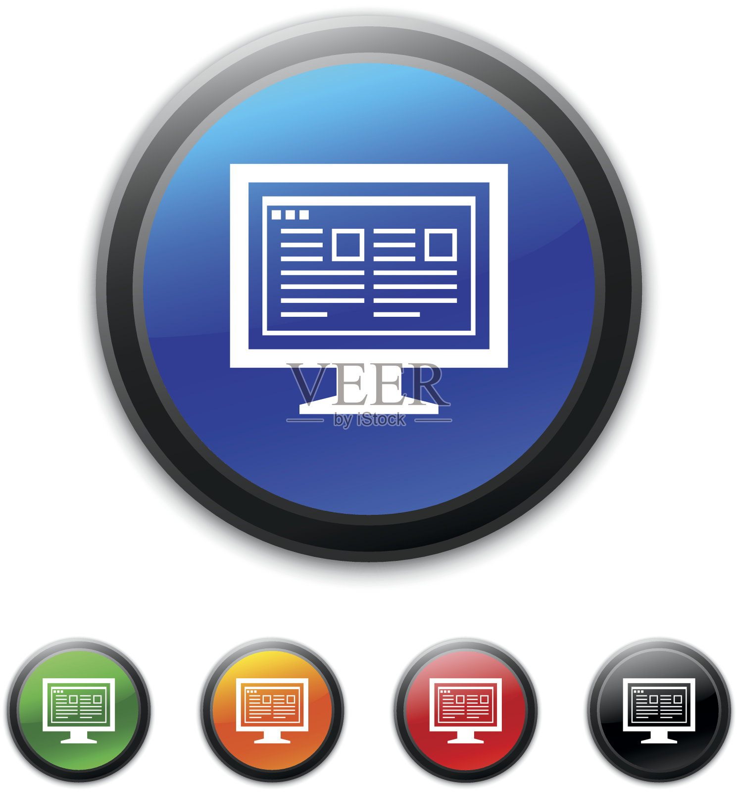 电脑显示器图标上的圆形按钮。——ShinedSeries图标素材