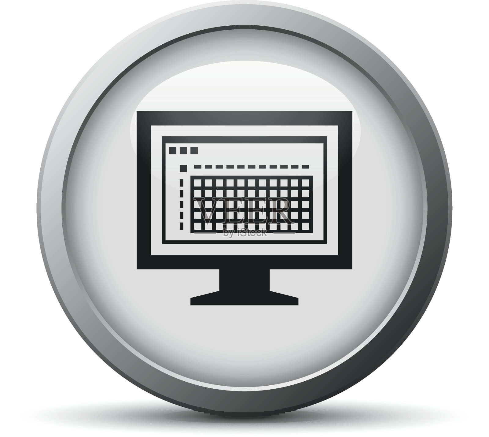 电脑显示器上的一个银色按钮图标。——SilverSeries图标素材