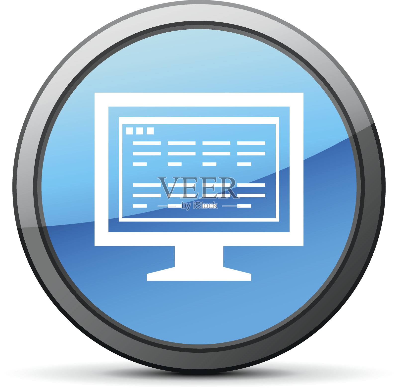 电脑显示器图标上的一个圆形按钮。——BrightSeries图标素材