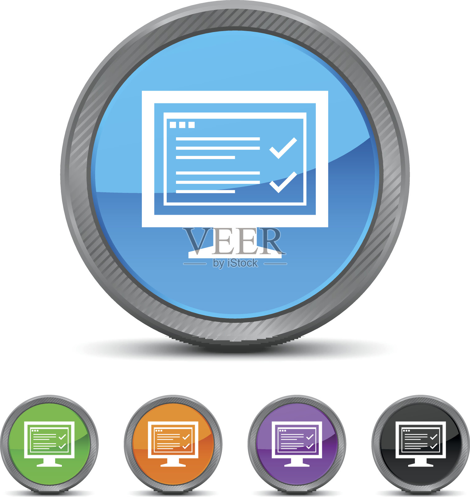 电脑显示器图标上的圆形按钮。——CircledSeries插画图片素材