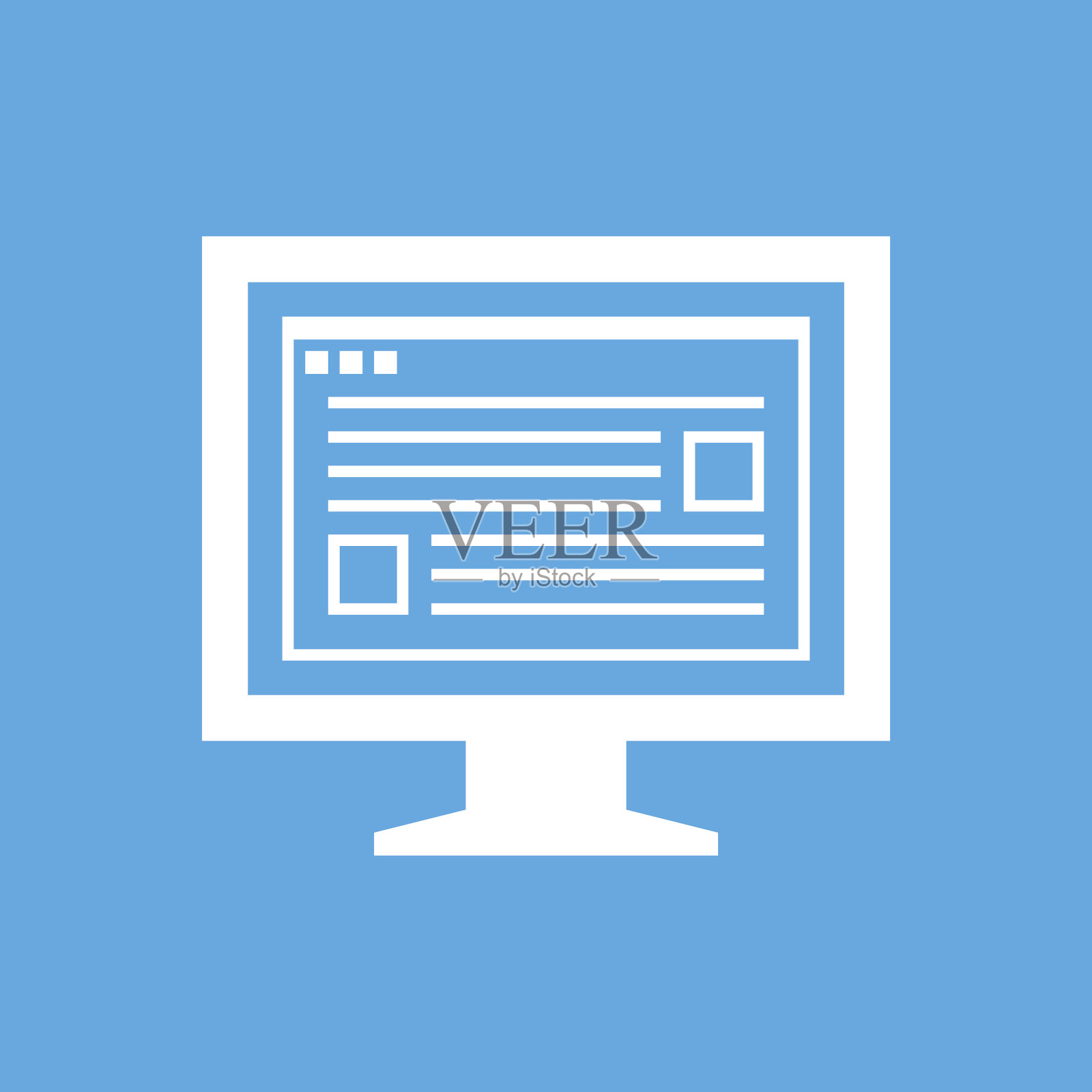 蓝色背景上的电脑显示器图标。——SmoothSeries插画图片素材