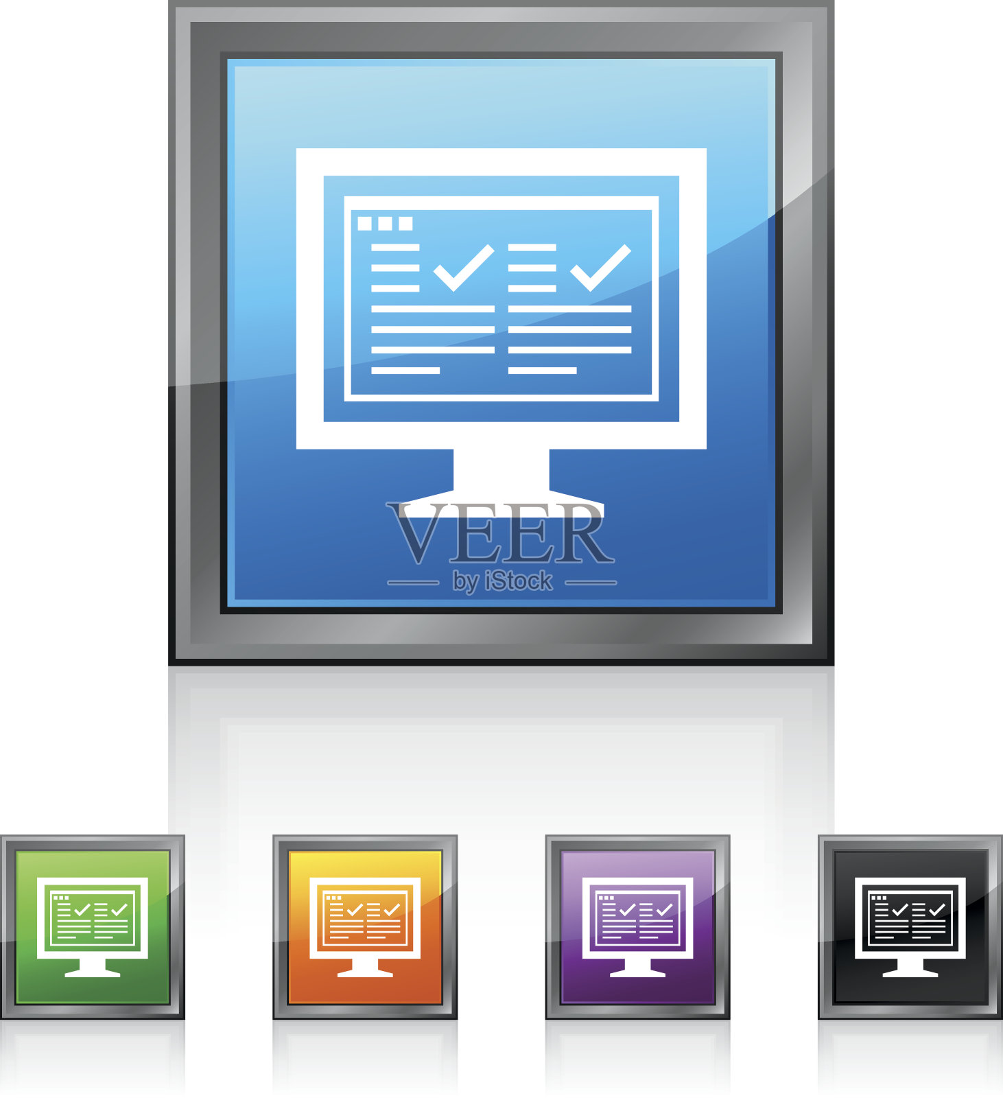 计算机显示器图标上的方形按钮。——SquaredSeries图标素材