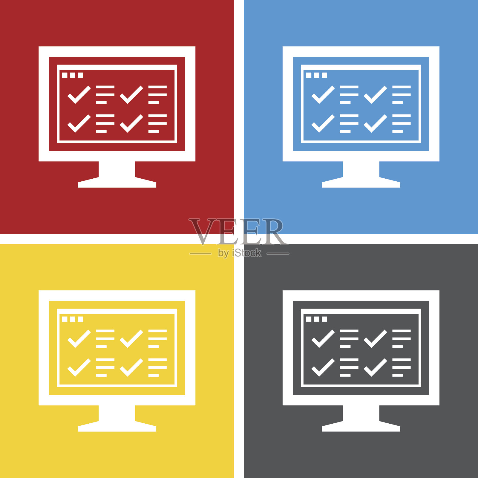 计算机显示器图标上的方形按钮。——SquareSeries插画图片素材