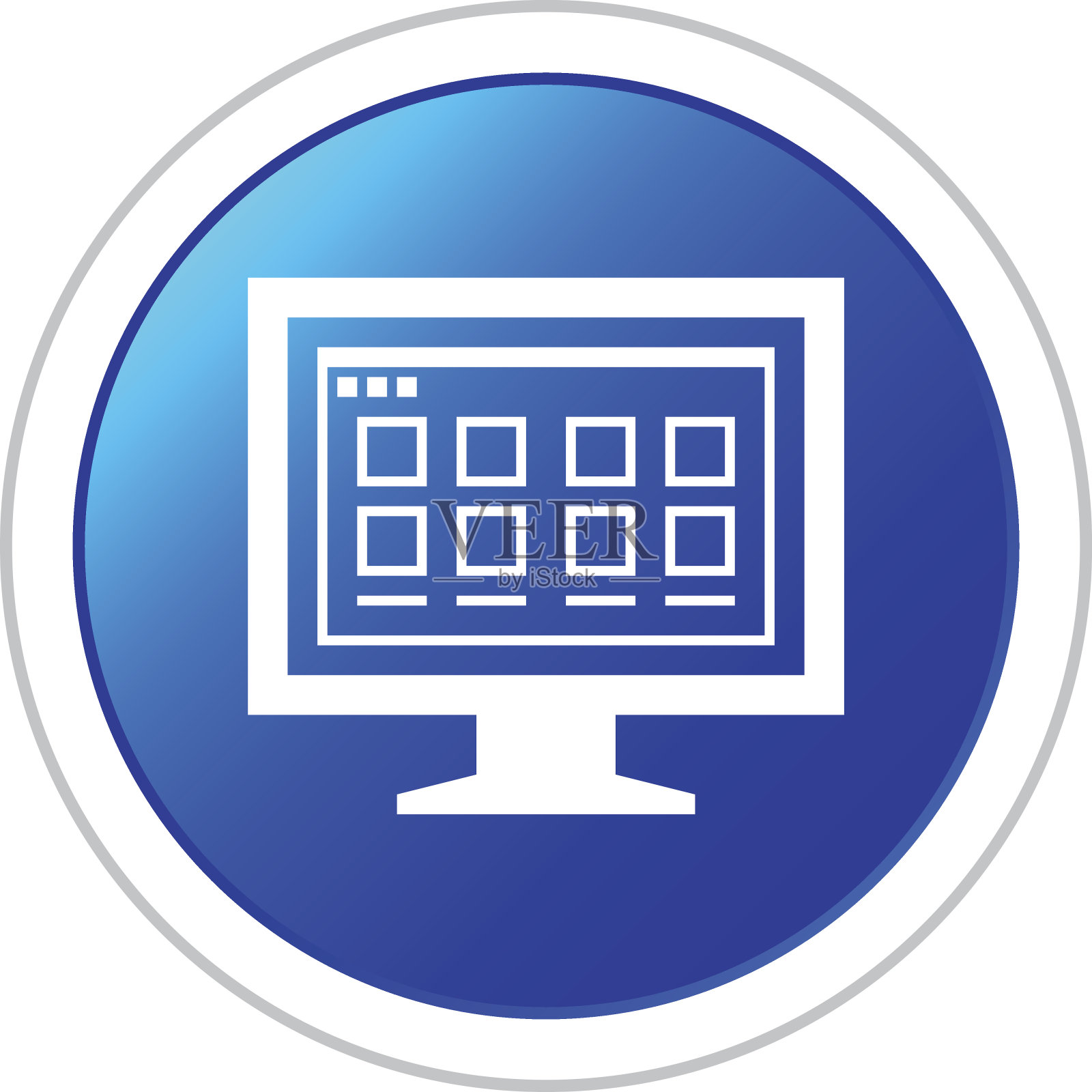 电脑显示器图标上的一个圆形按钮。——StickerSeries图标素材