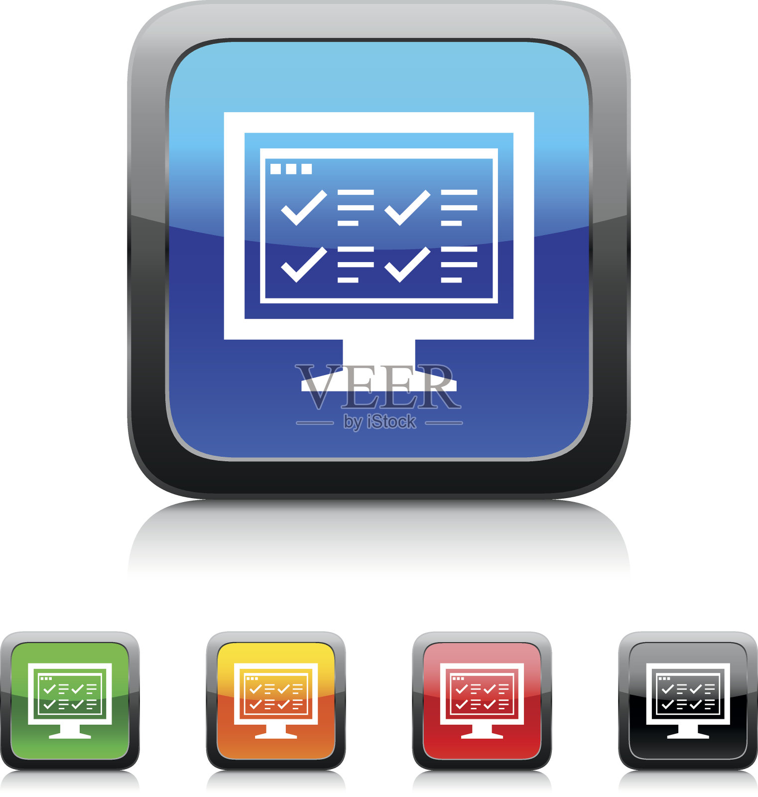 计算机显示器图标上的彩色按钮。——StyleSeries图标素材
