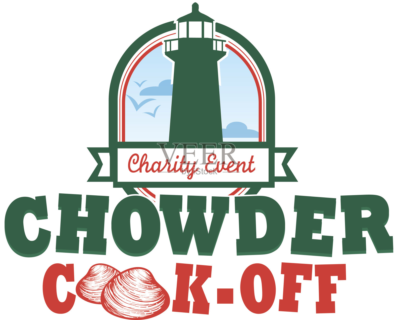 灯塔航海蛤蜊杂烩烹饪大赛标签设计插画图片素材