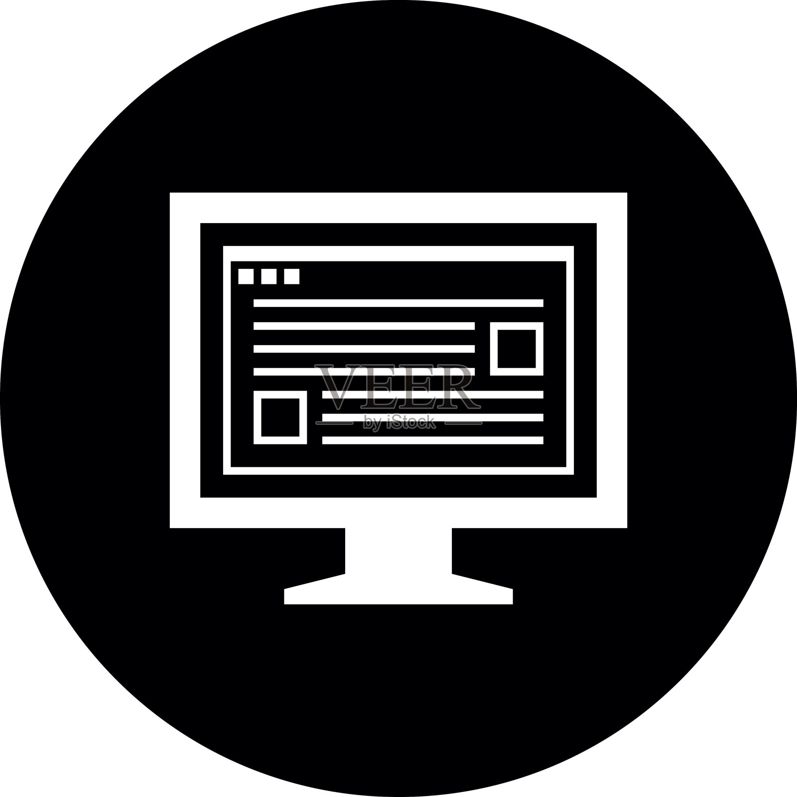 电脑显示器图标上的一个圆形按钮。——DimSeries图标素材