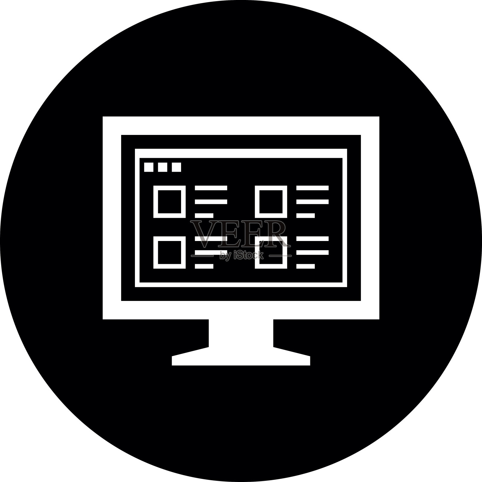 电脑显示器图标上的一个圆形按钮。——DimSeries插画图片素材