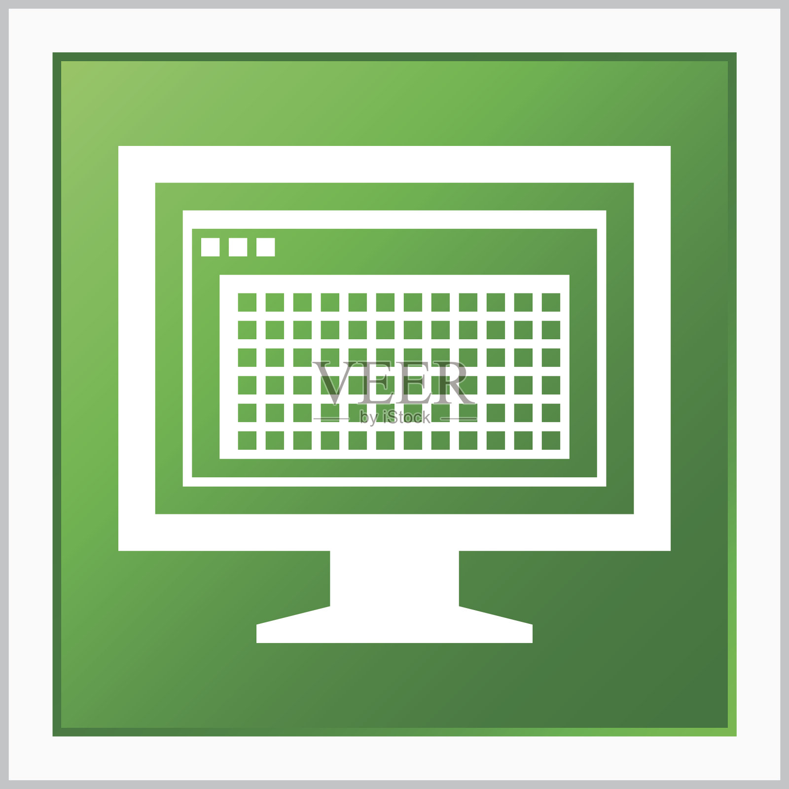 计算机显示器图标上的一个方形按钮。——FlatSeries图标素材