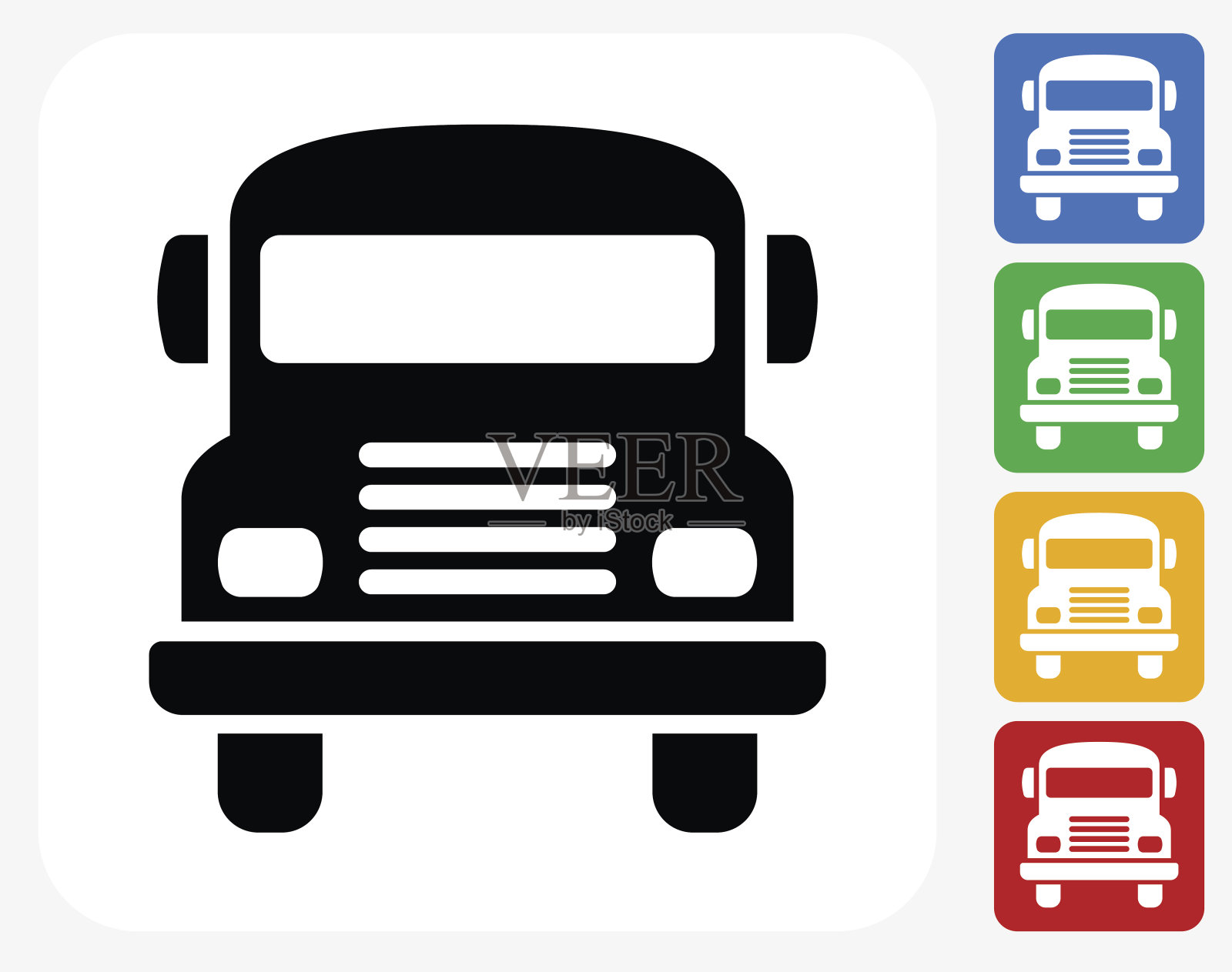 校车图标平面设计插画图片素材