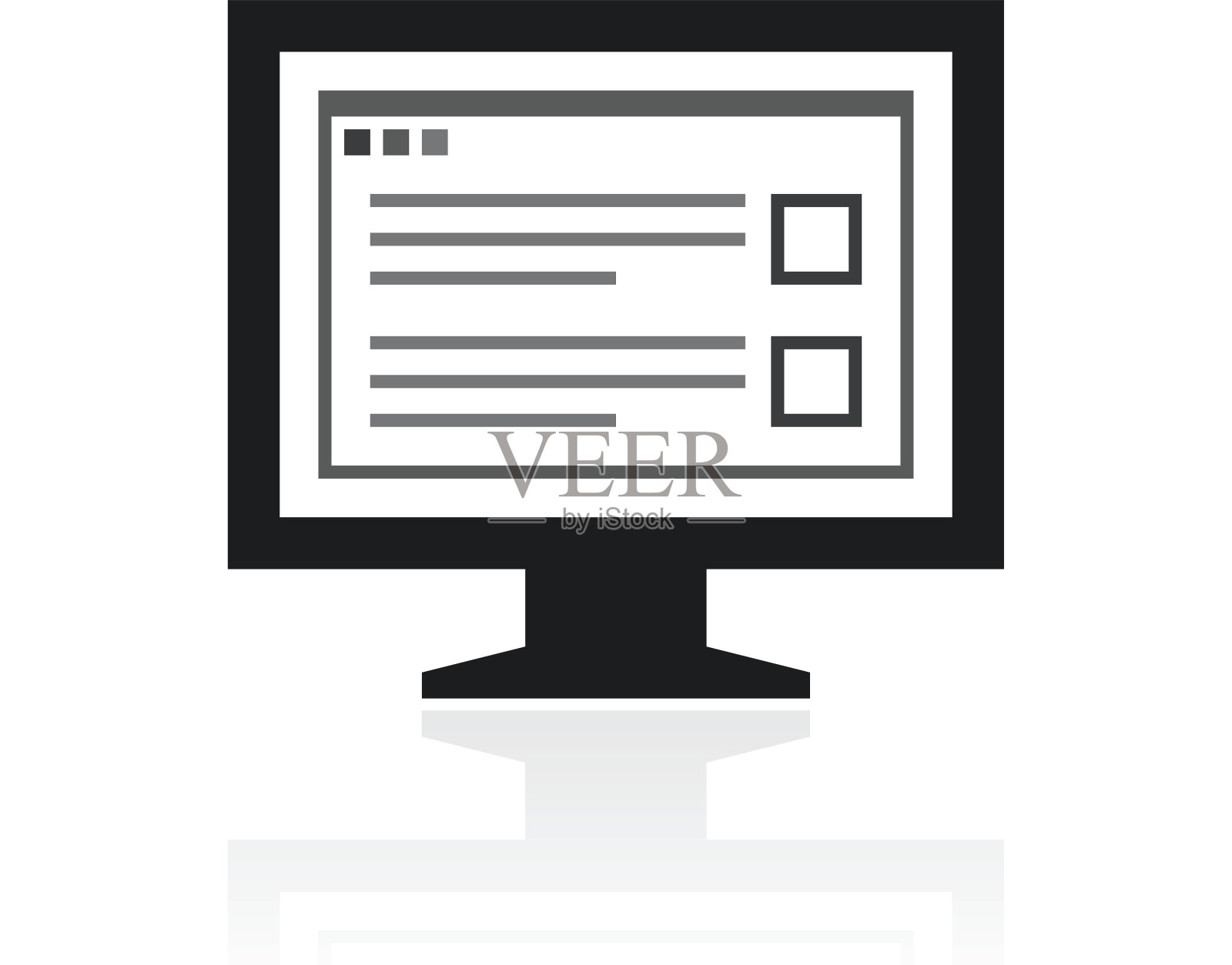 电脑显示器图标上的白色背景。——PrimeSeries插画图片素材