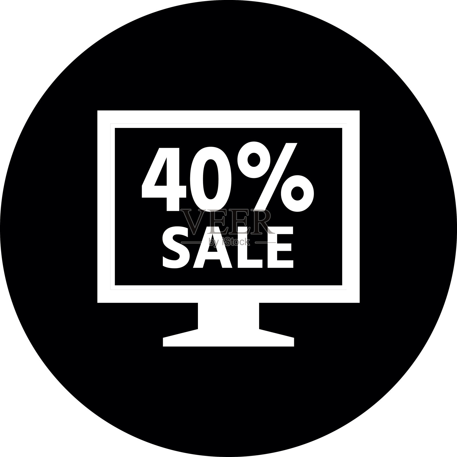 电脑显示器图标上的一个圆形按钮。——DimSeries设计元素图片