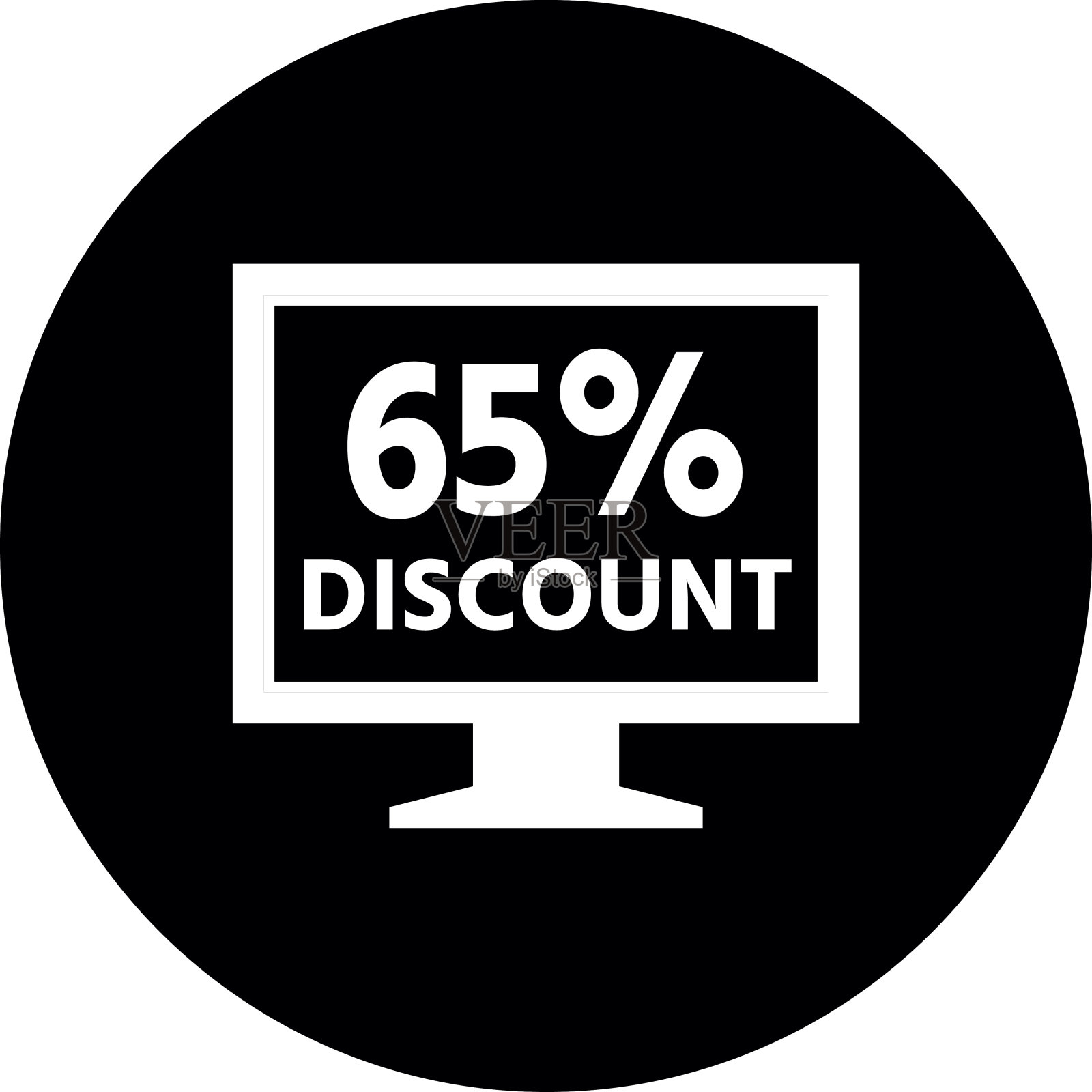 电脑显示器图标上的一个圆形按钮。——DimSeries设计模板素材