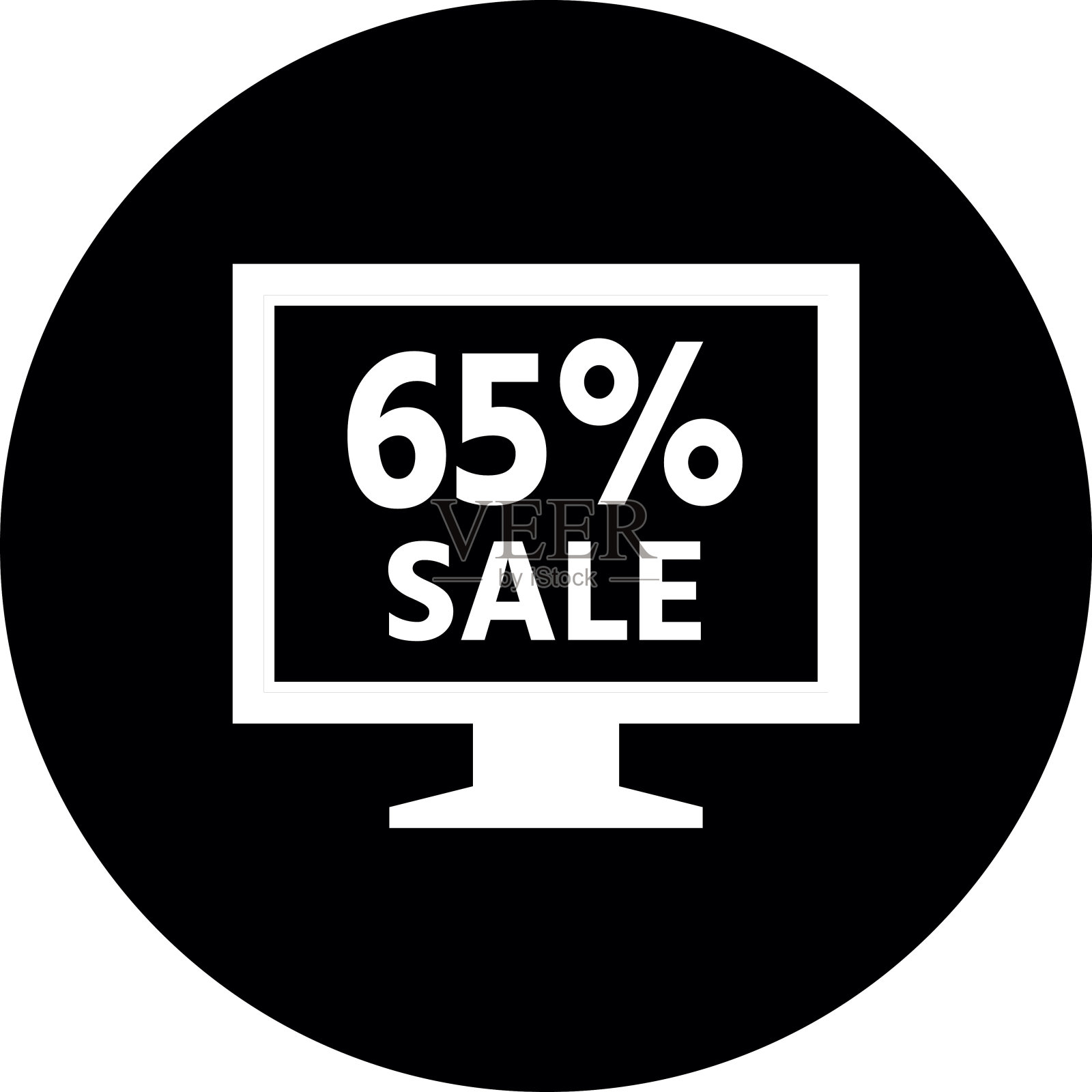 电脑显示器图标上的一个圆形按钮。——DimSeries设计元素图片