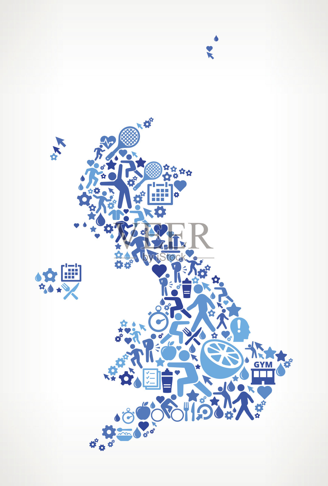 英国健身和饮食矢量按钮模式插画图片素材