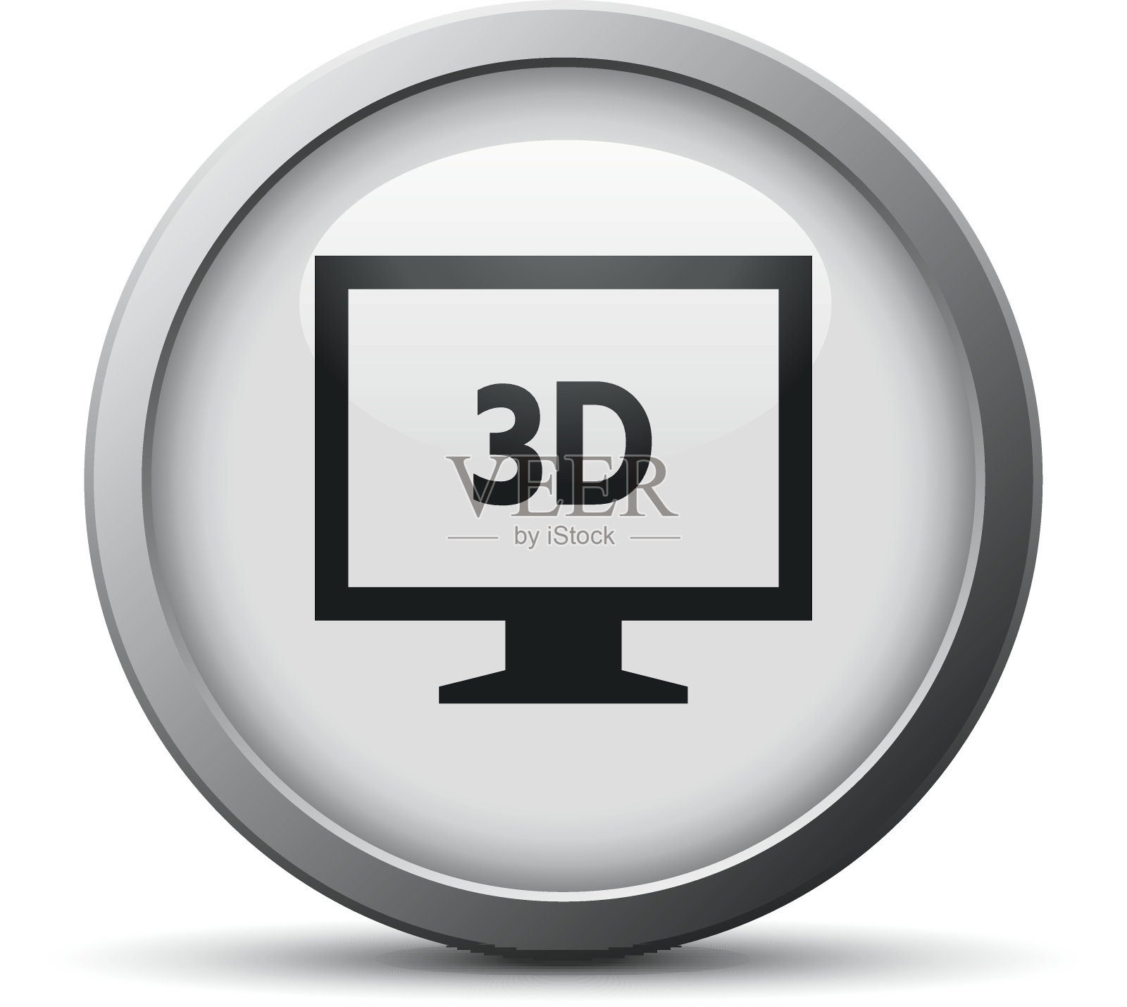 电脑显示器上的一个银色按钮图标。——SilverSeries插画图片素材