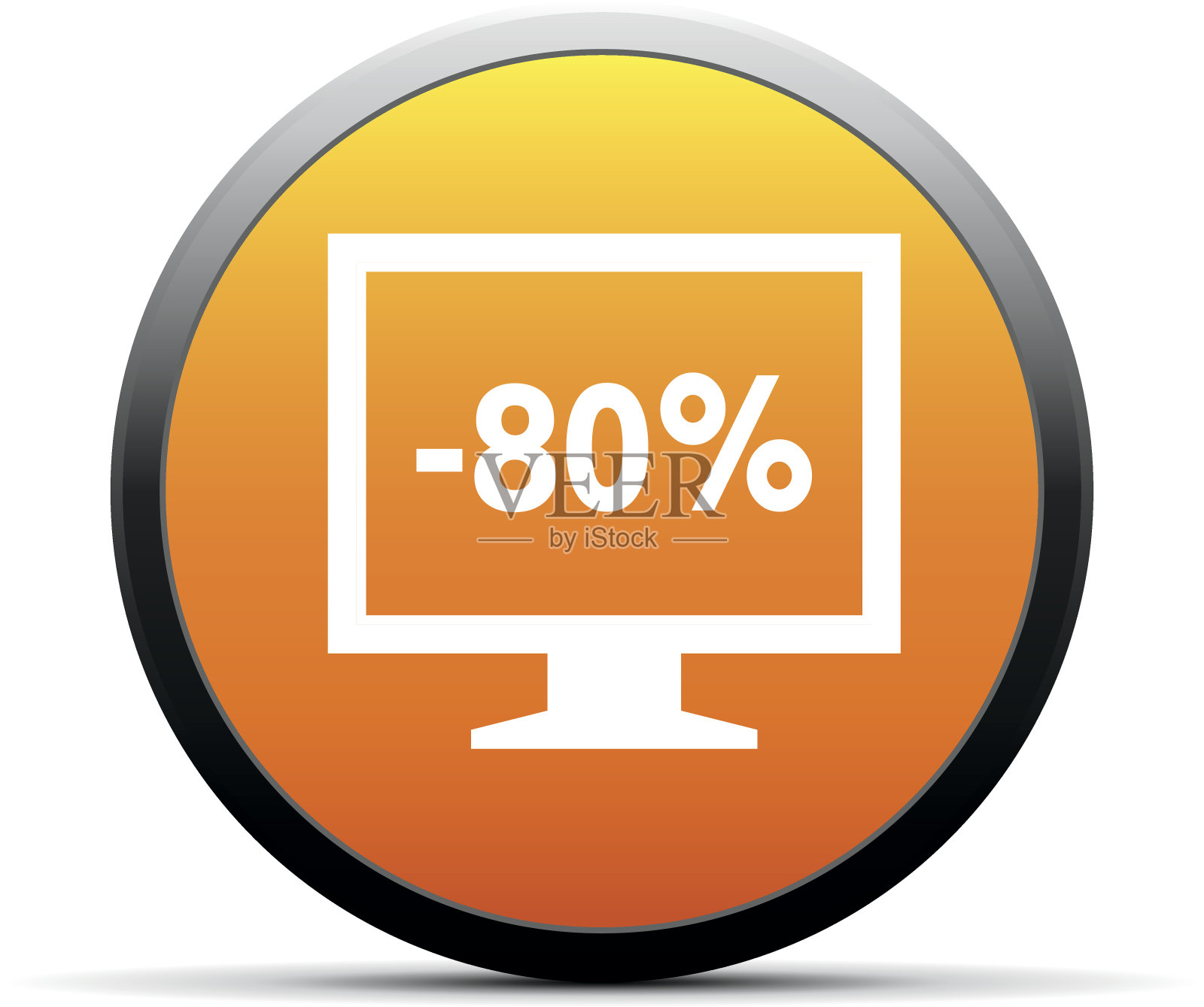 电脑显示器图标上的一个圆形按钮。——SimpleSeries设计元素图片