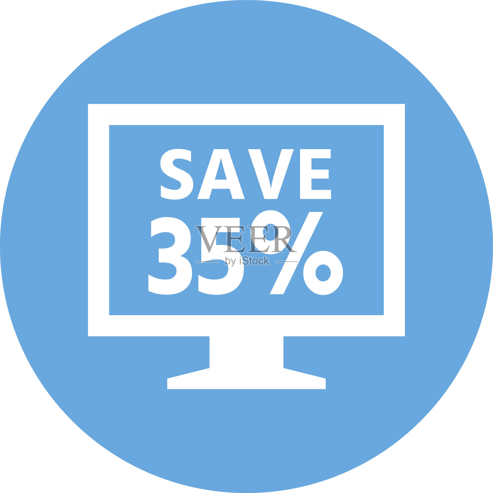 电脑显示器图标上的一个圆形按钮。——RoundSeries设计元素图片