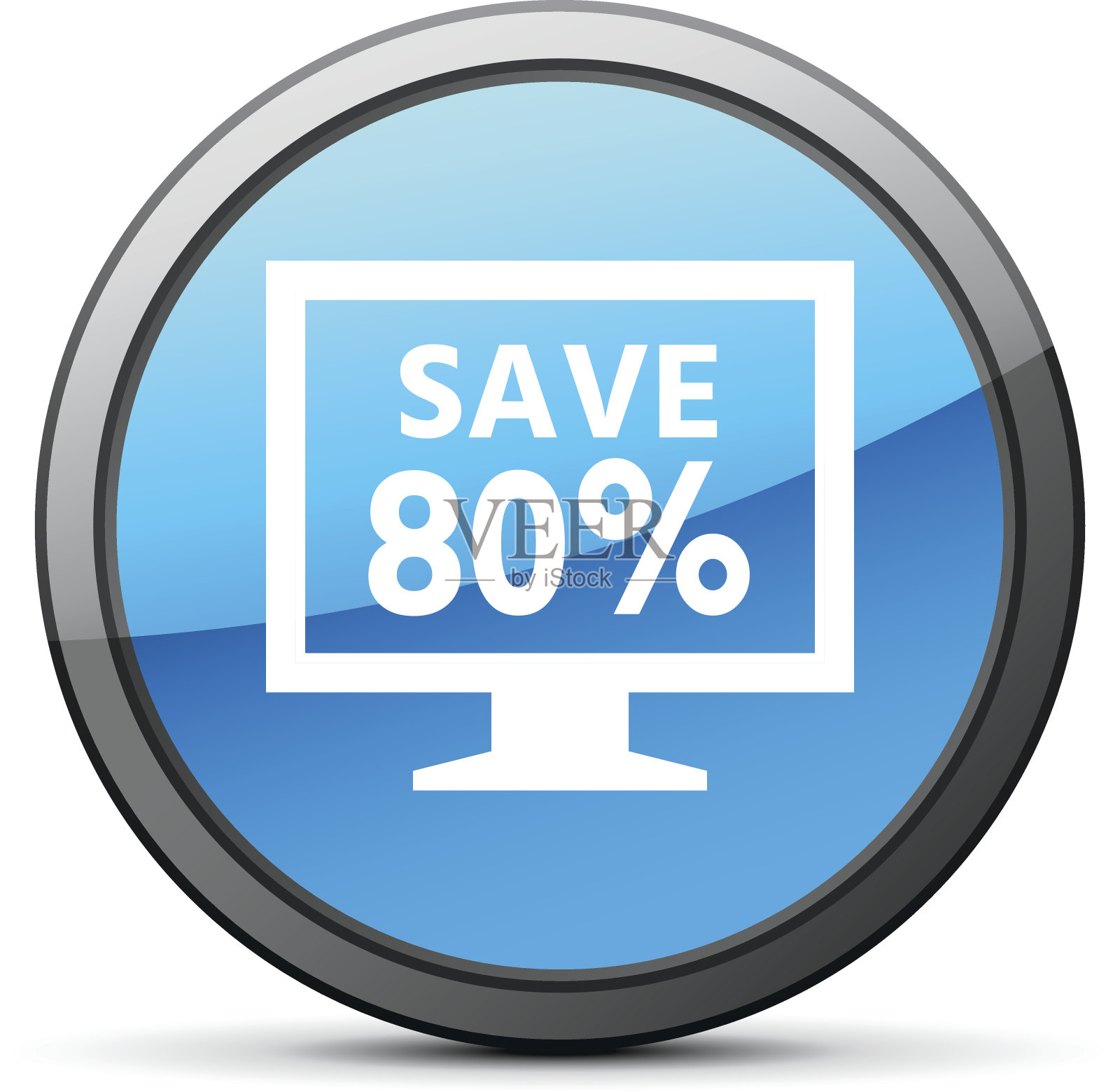 电脑显示器图标上的一个圆形按钮。——BrightSeries插画图片素材