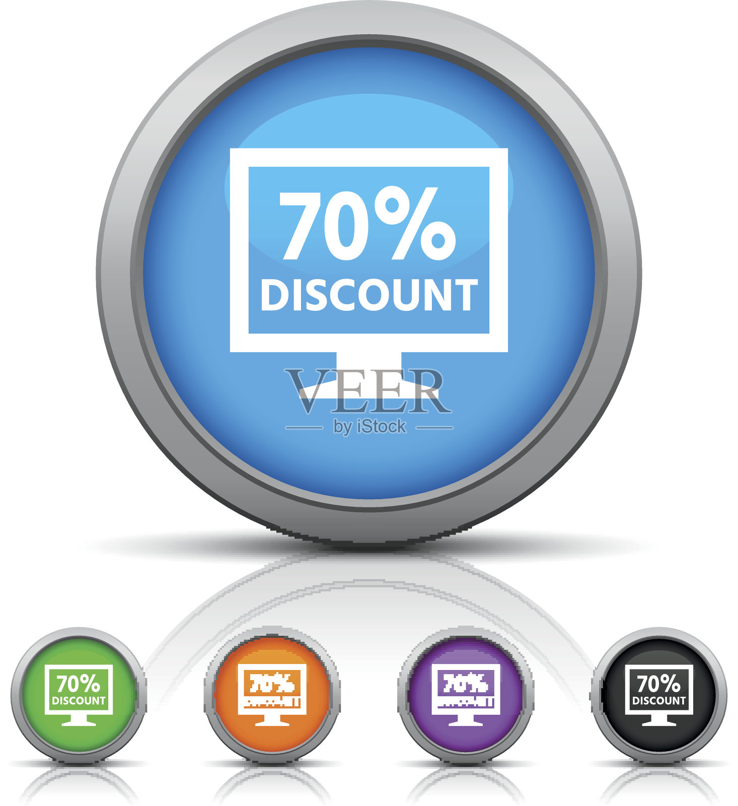 电脑显示器图标上的圆形按钮。——GlossSeries插画图片素材