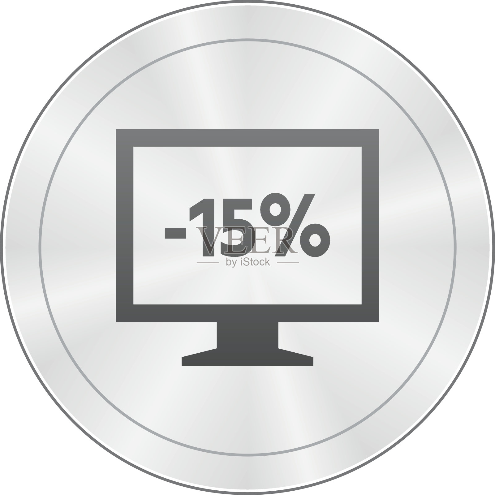 电脑显示器图标上的一个圆形按钮。——SharpSeries插画图片素材