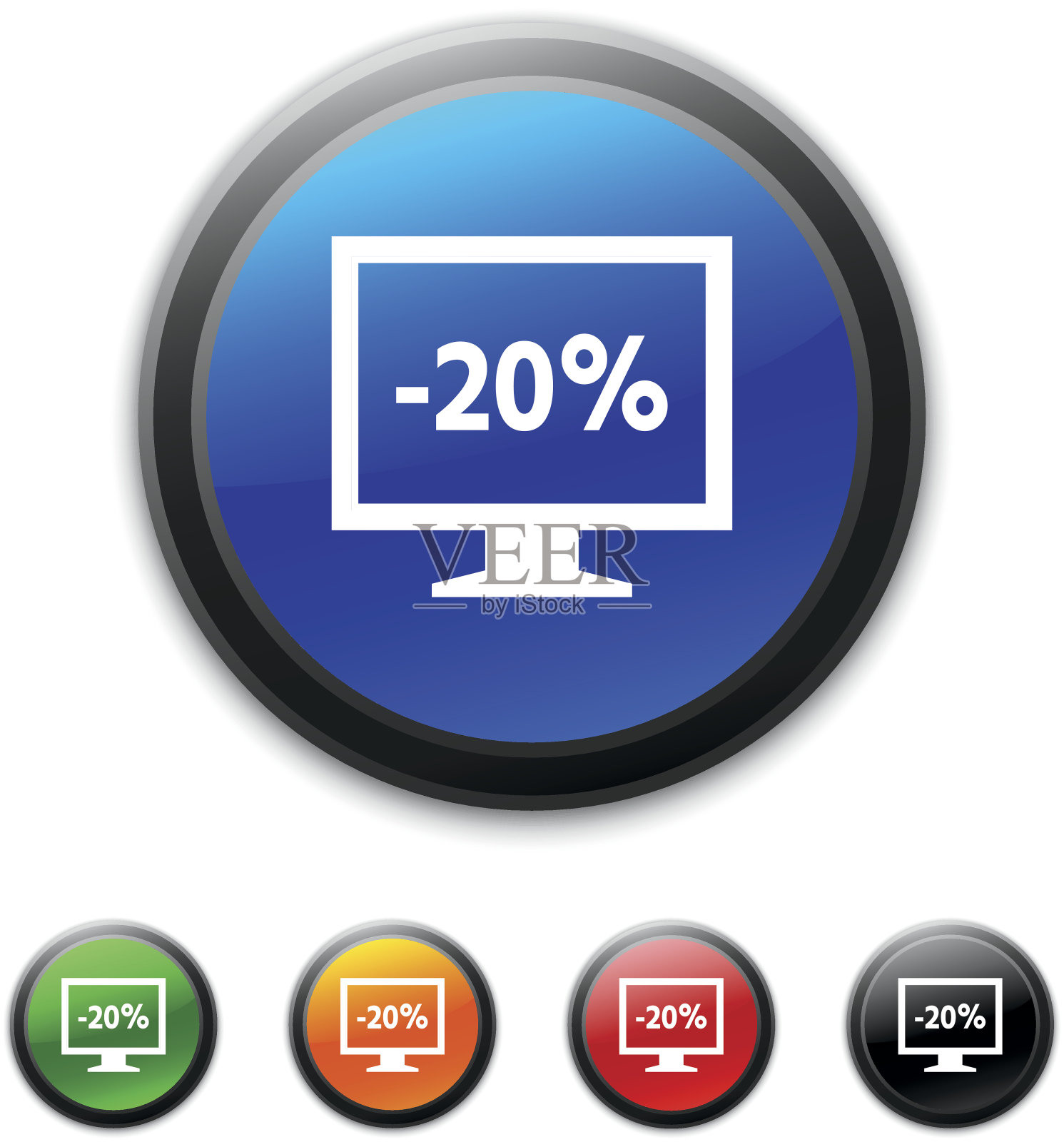 电脑显示器图标上的圆形按钮。——ShinedSeries设计元素图片