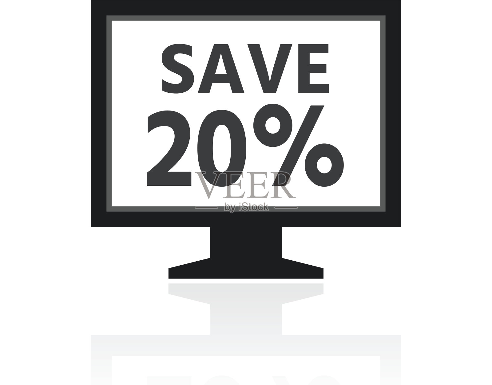 电脑显示器图标上的白色背景。——PrimeSeries插画图片素材