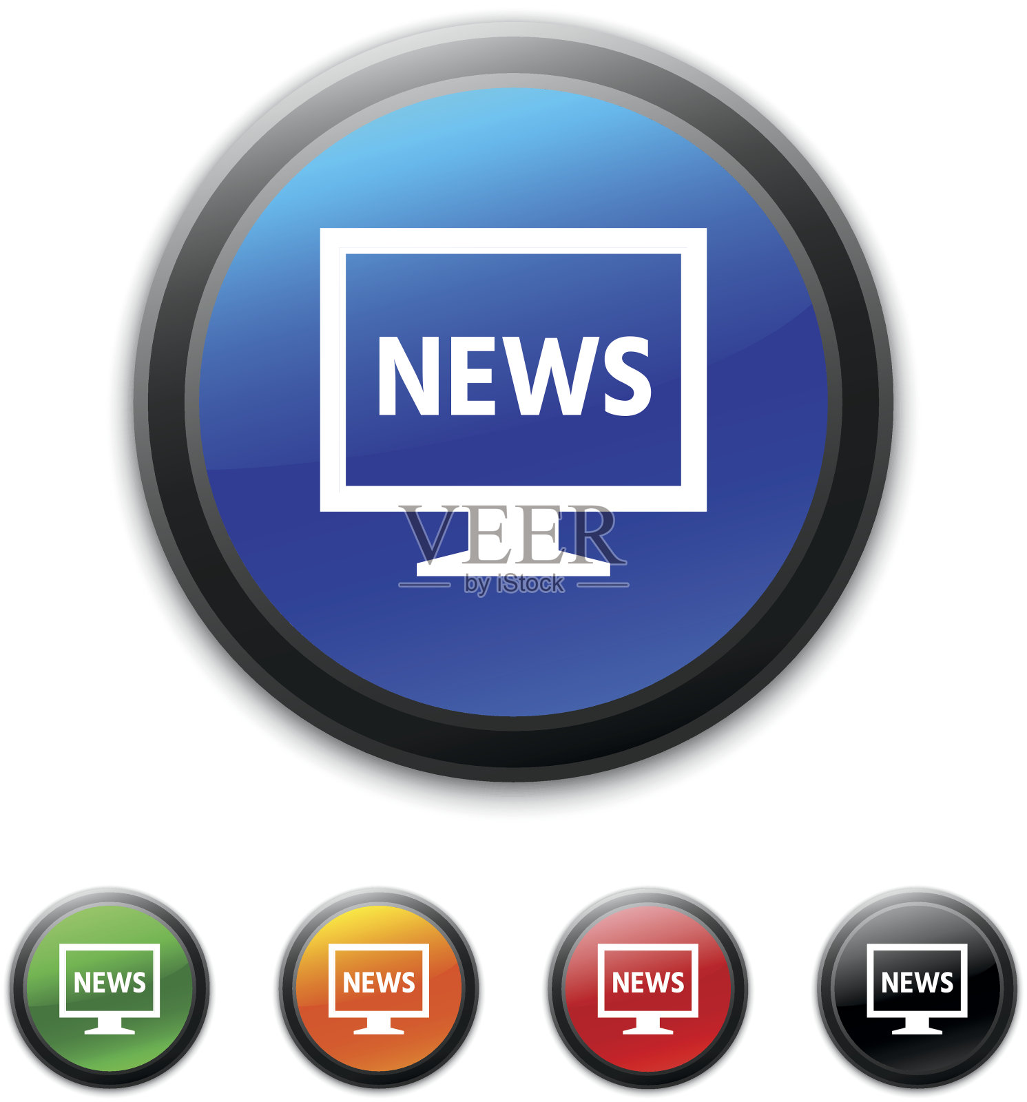 电脑显示器图标上的圆形按钮。——ShinedSeries插画图片素材