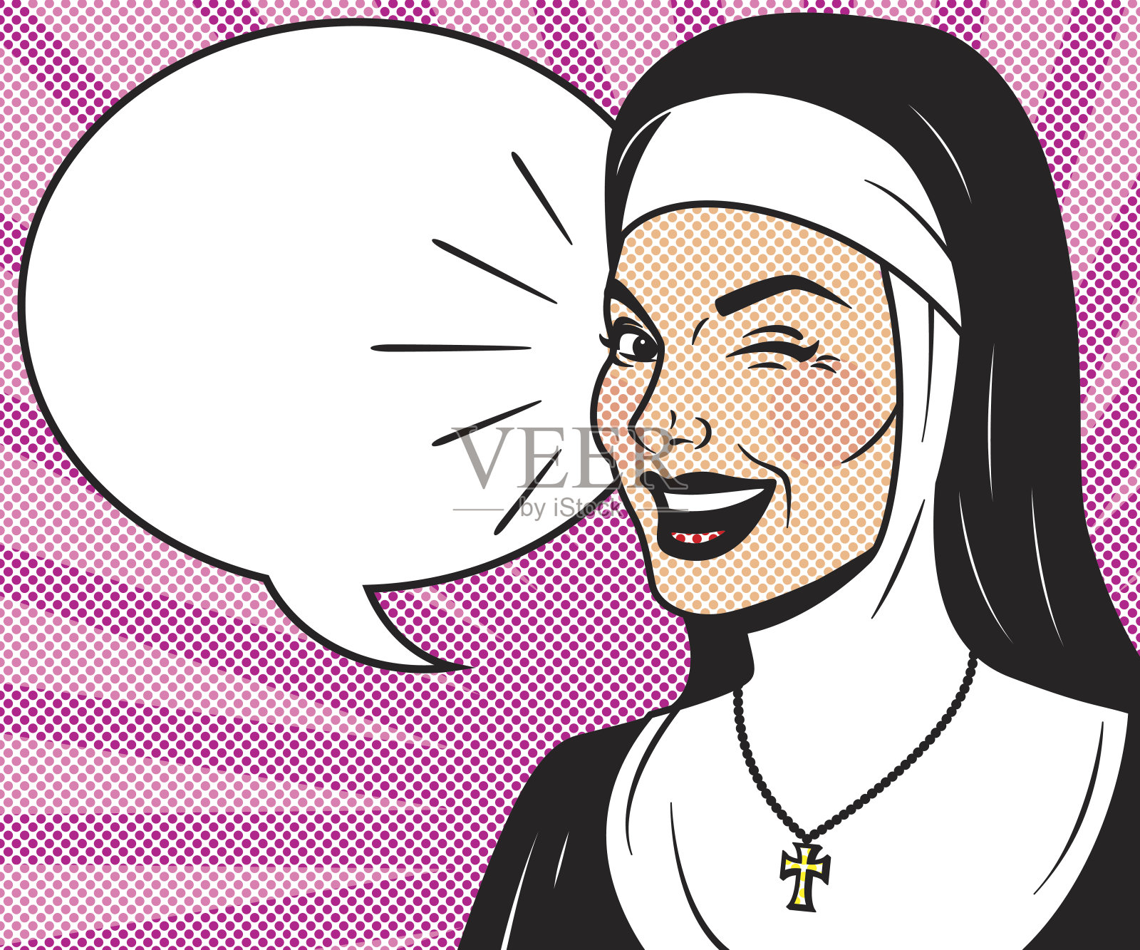 带有语音泡泡的复古半色调漫画人物插画图片素材