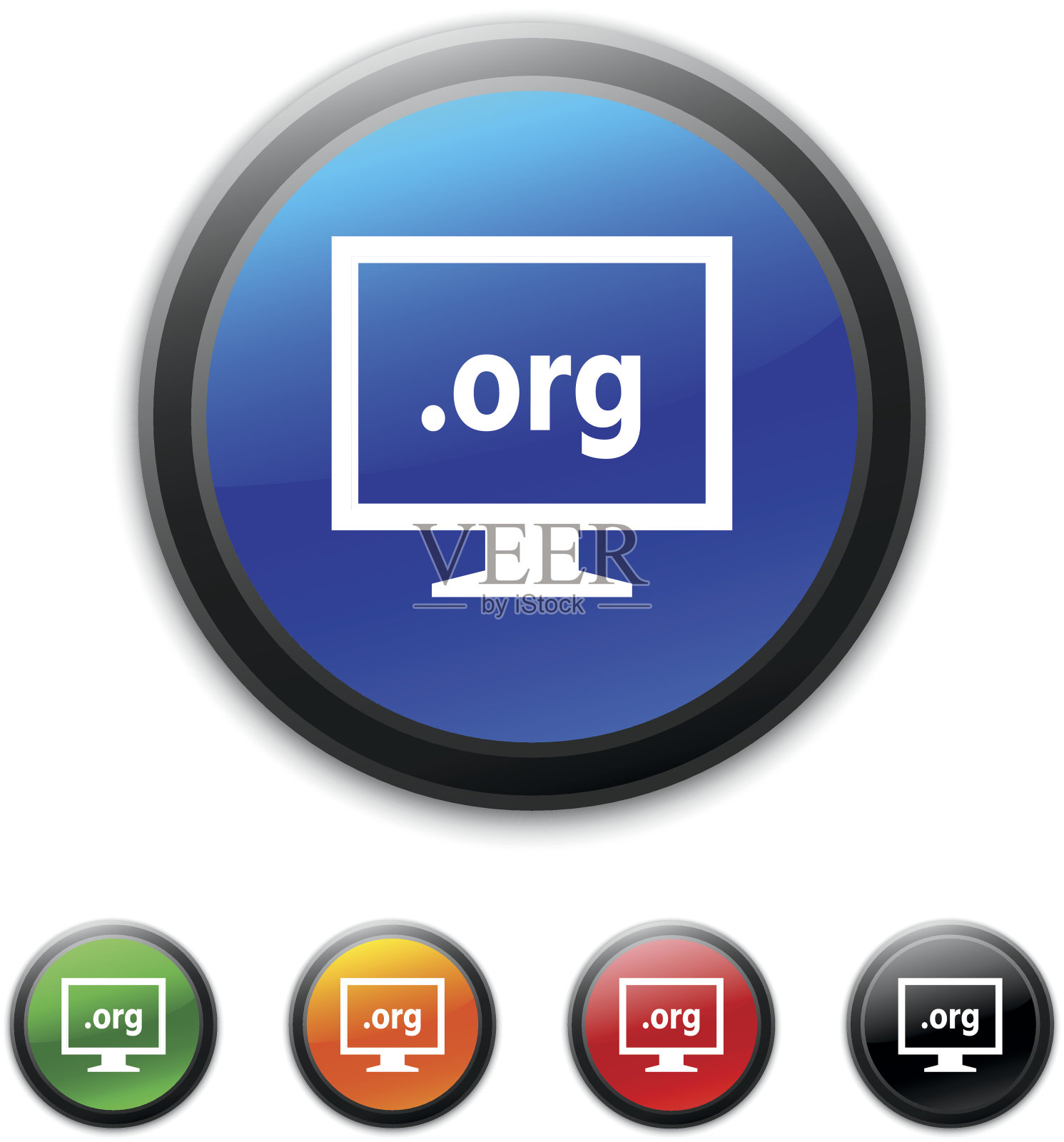 电脑显示器图标上的圆形按钮。——ShinedSeries插画图片素材