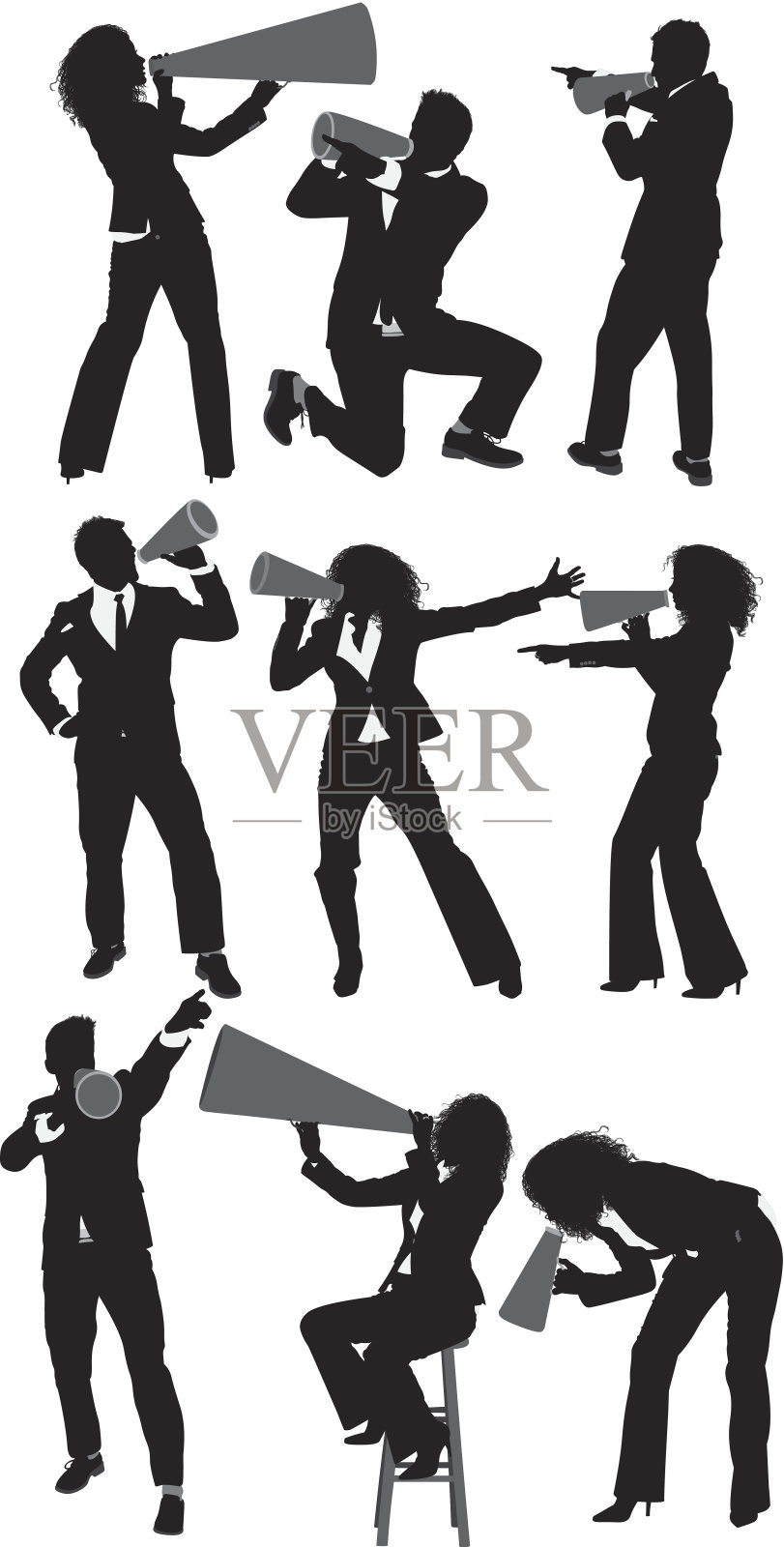 拿着扩音器的商人插画图片素材