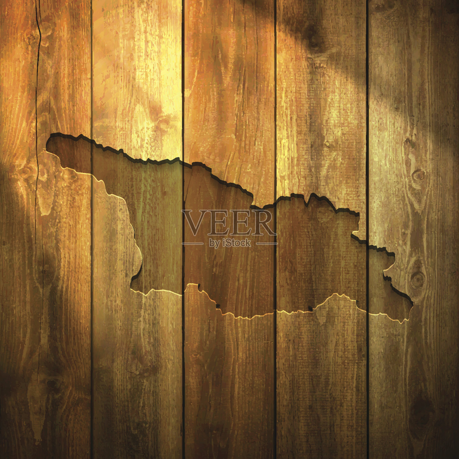 乔治亚地图上的照明木制背景插画图片素材