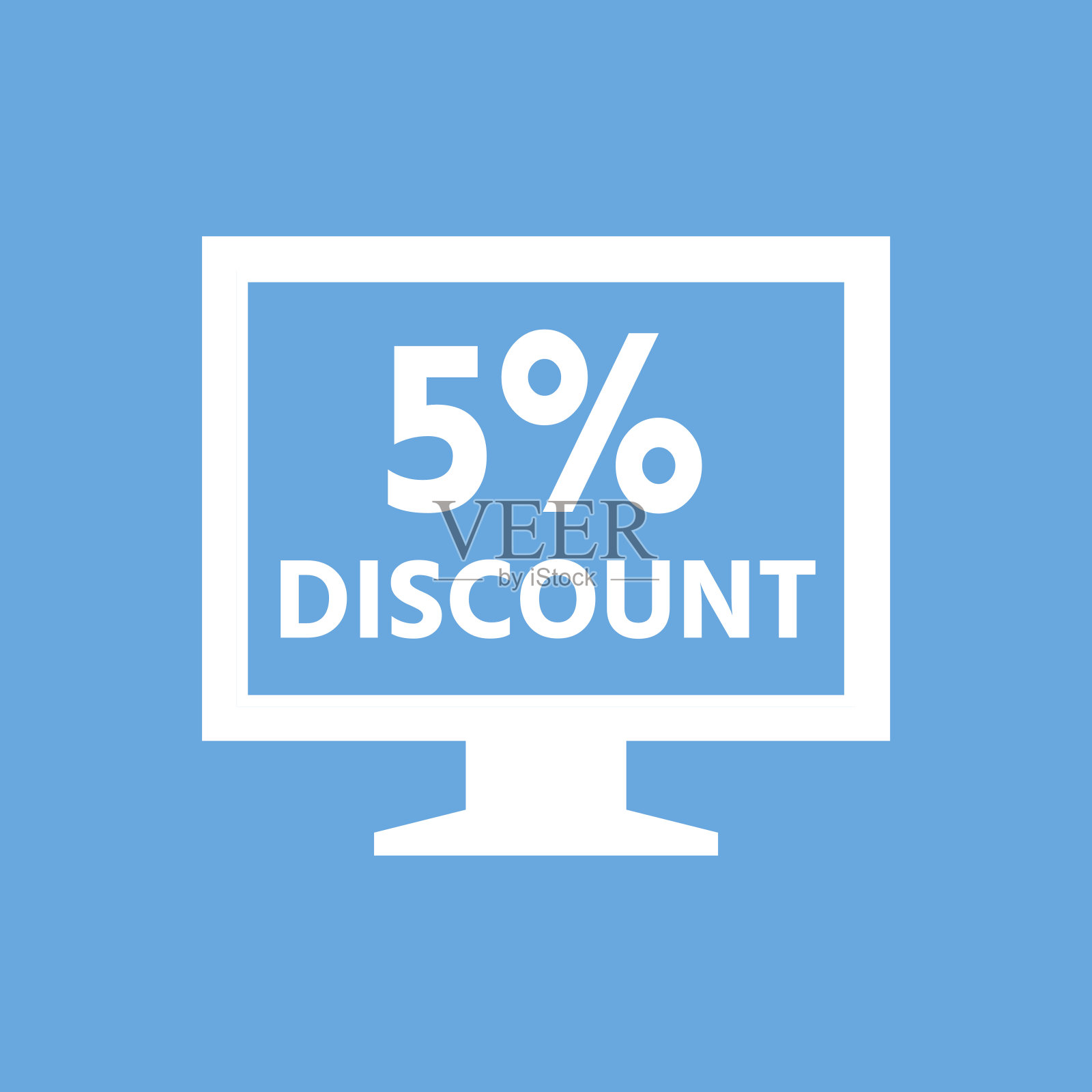 蓝色背景上的电脑显示器图标。——SmoothSeries设计元素图片