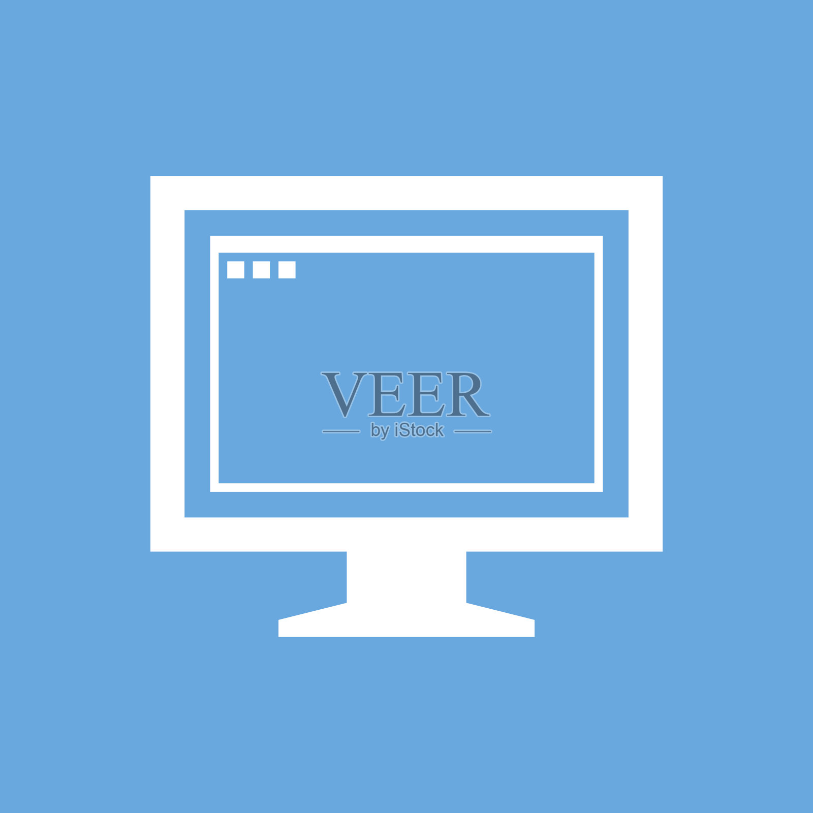 蓝色背景上的电脑显示器图标。——SmoothSeries图标素材