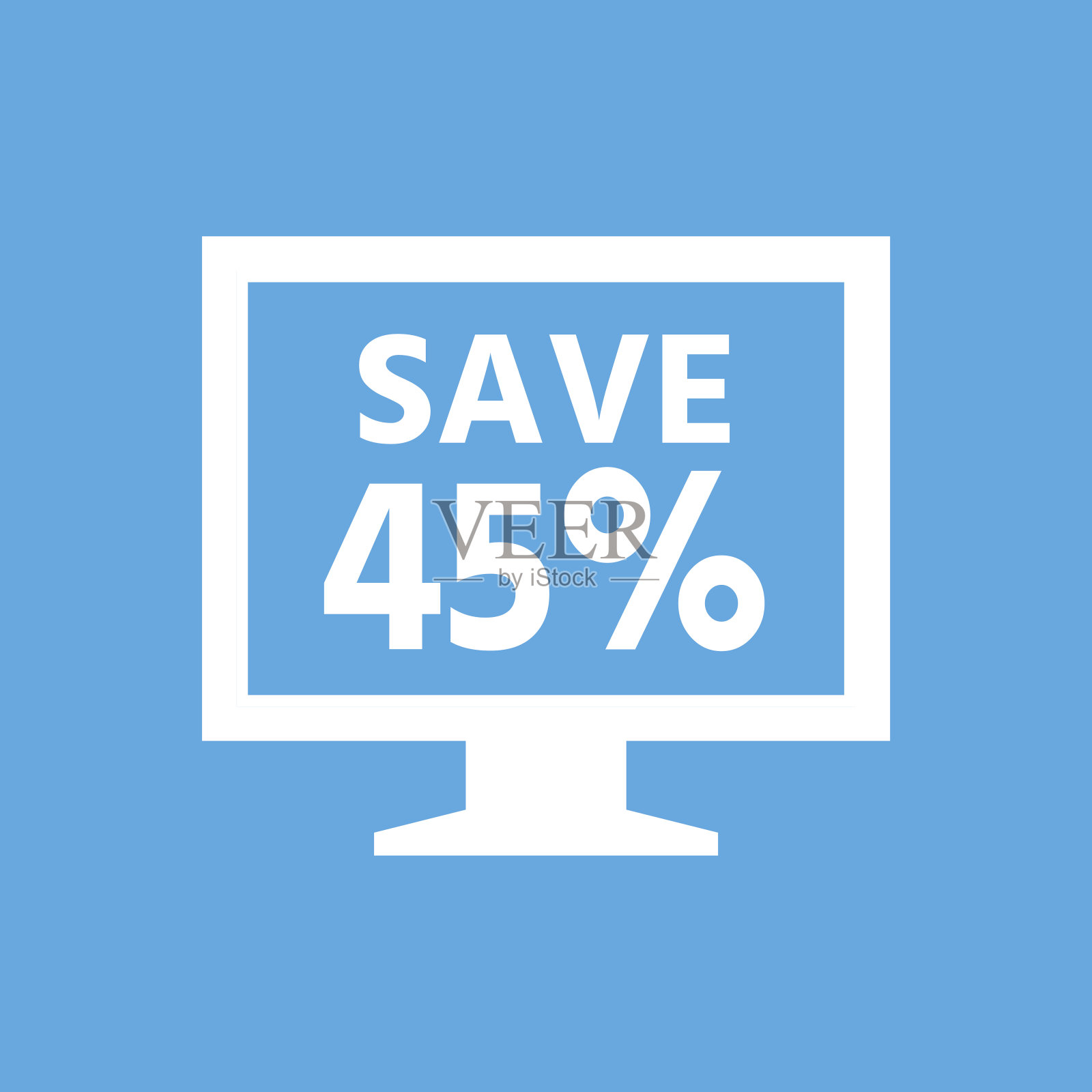 蓝色背景上的电脑显示器图标。——SmoothSeries插画图片素材