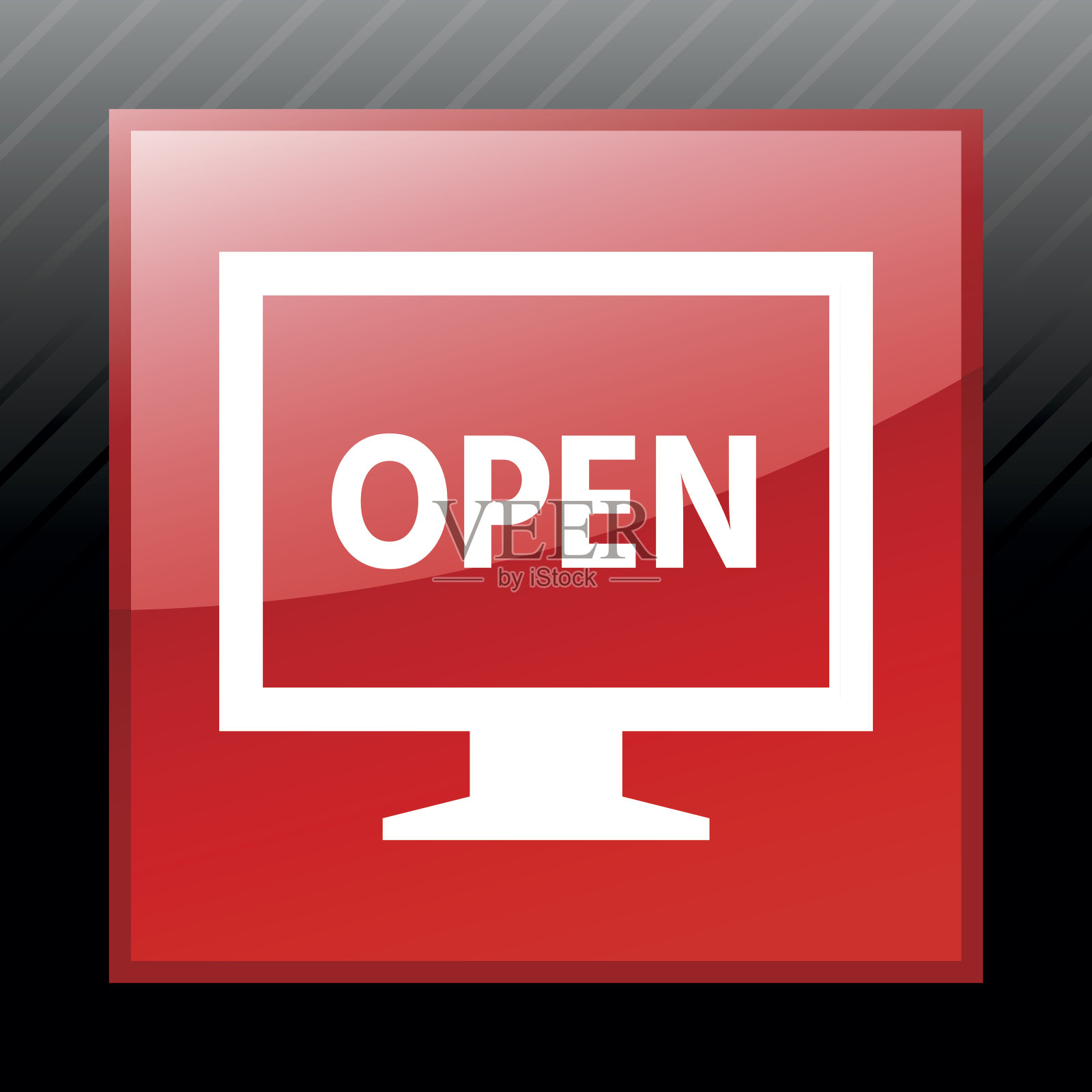 计算机显示器图标上的一个方形按钮。——SleekSeries插画图片素材