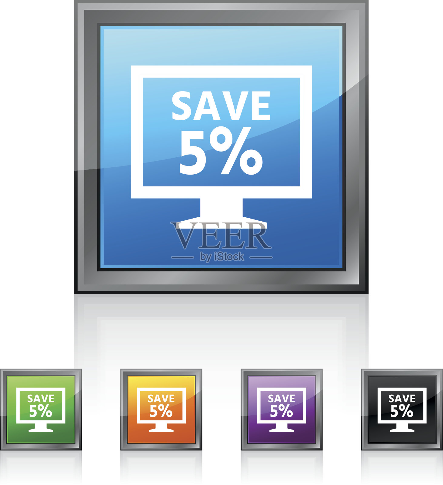 计算机显示器图标上的方形按钮。——SquaredSeries插画图片素材