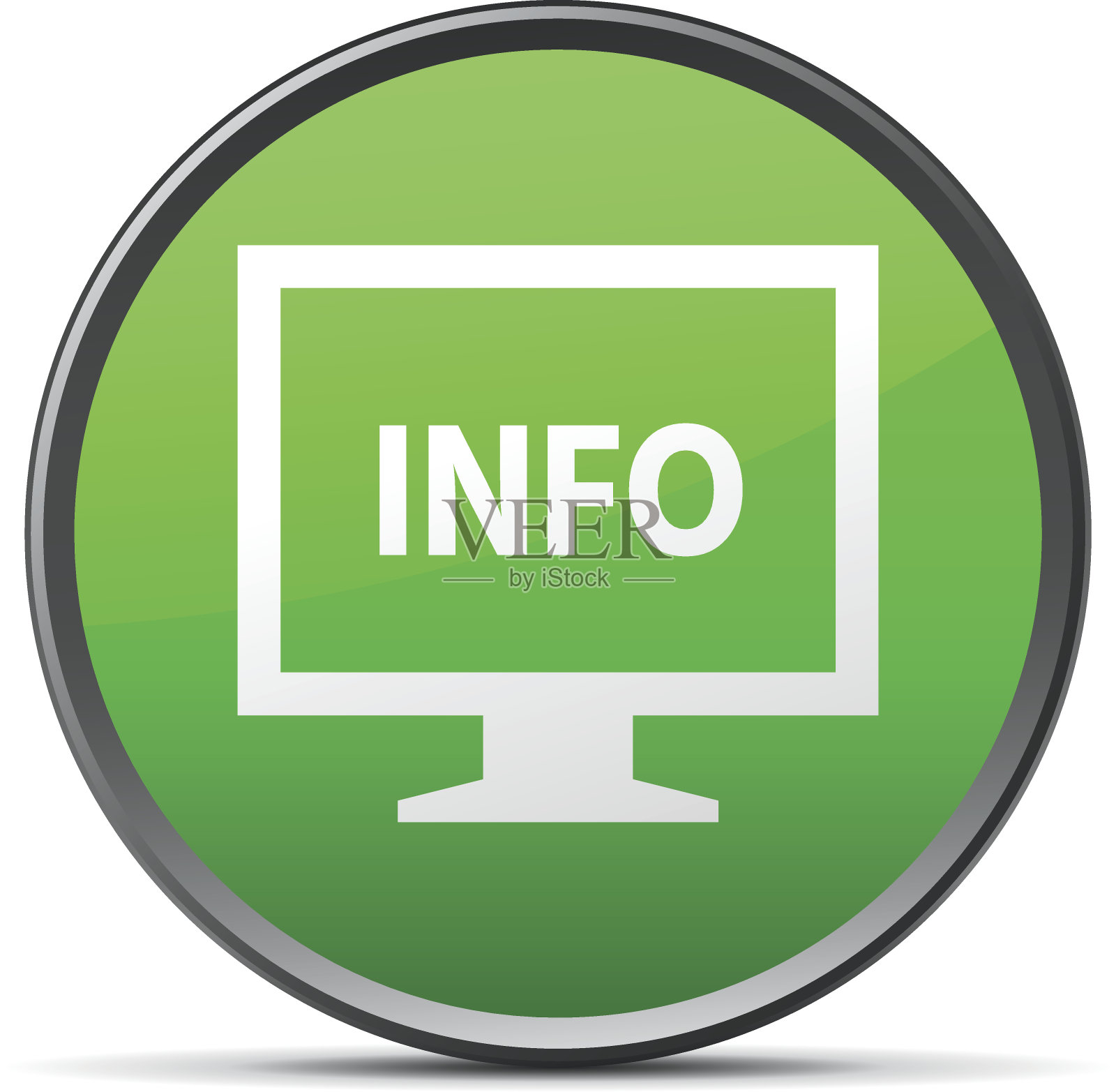 电脑显示器图标上的一个圆形按钮。——SlenderSeries插画图片素材