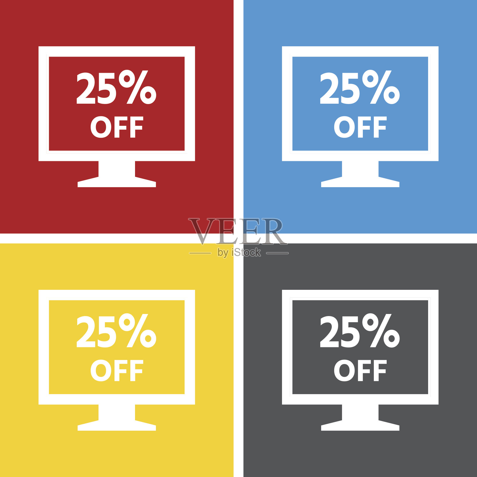 计算机显示器图标上的方形按钮。——SquareSeries设计元素图片