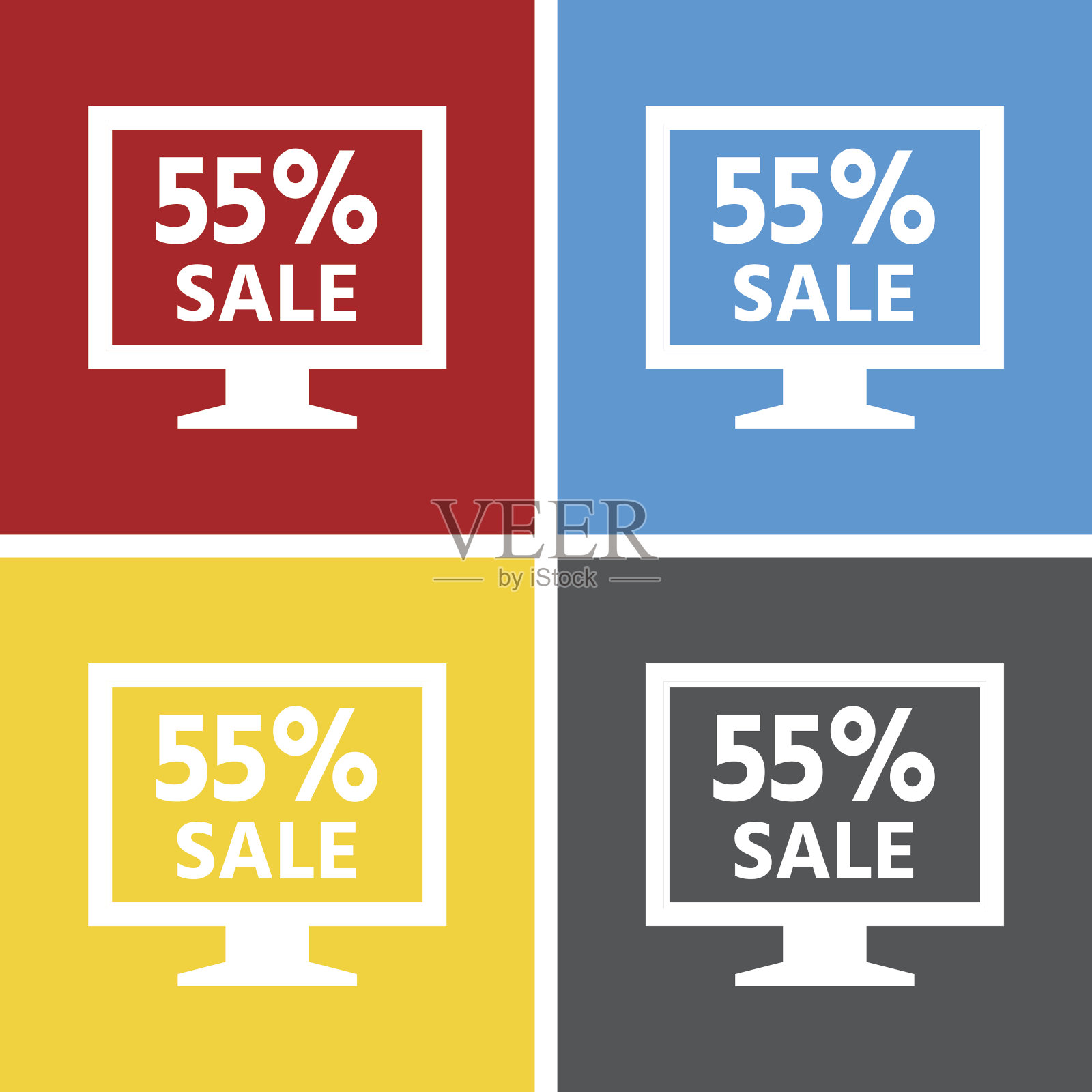 计算机显示器图标上的方形按钮。——SquareSeries设计元素图片