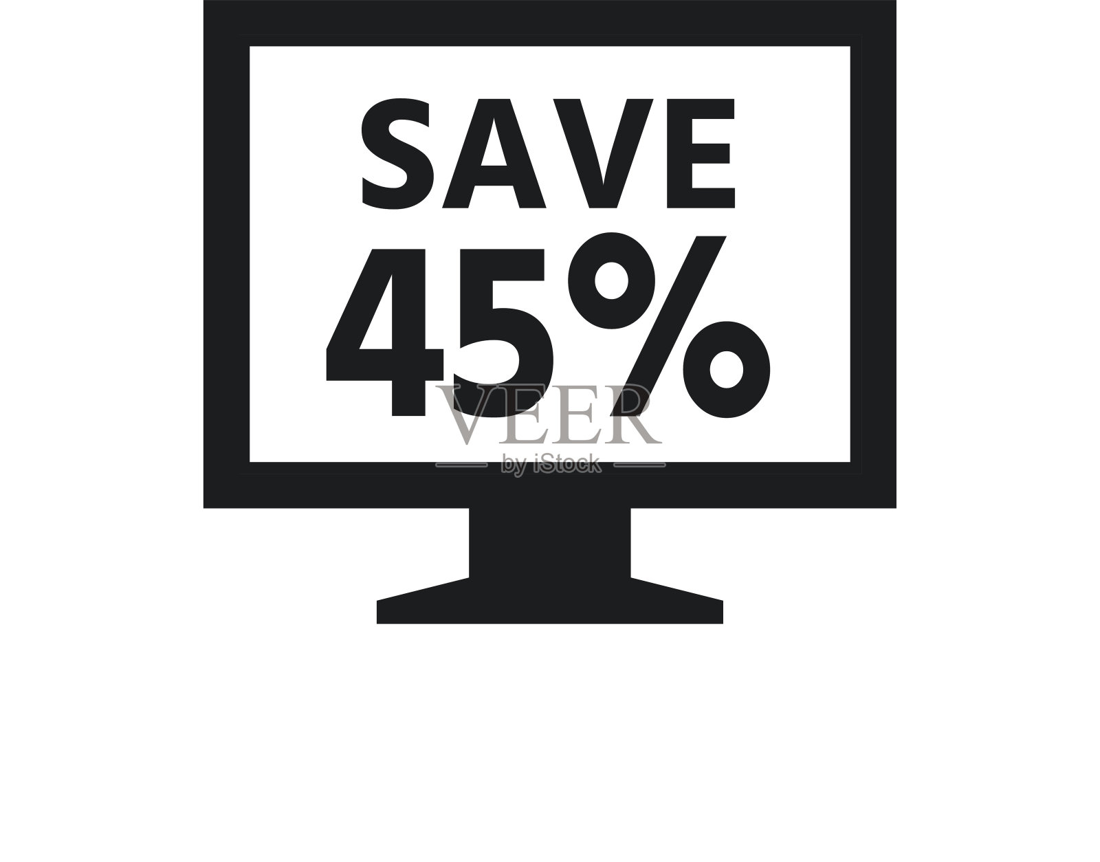 电脑显示器图标上的白色背景。——SingleSeries插画图片素材