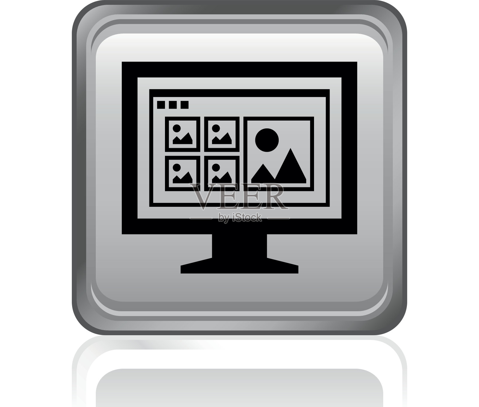 计算机显示器图标上的一个方形按钮。——SteelSeries图标素材